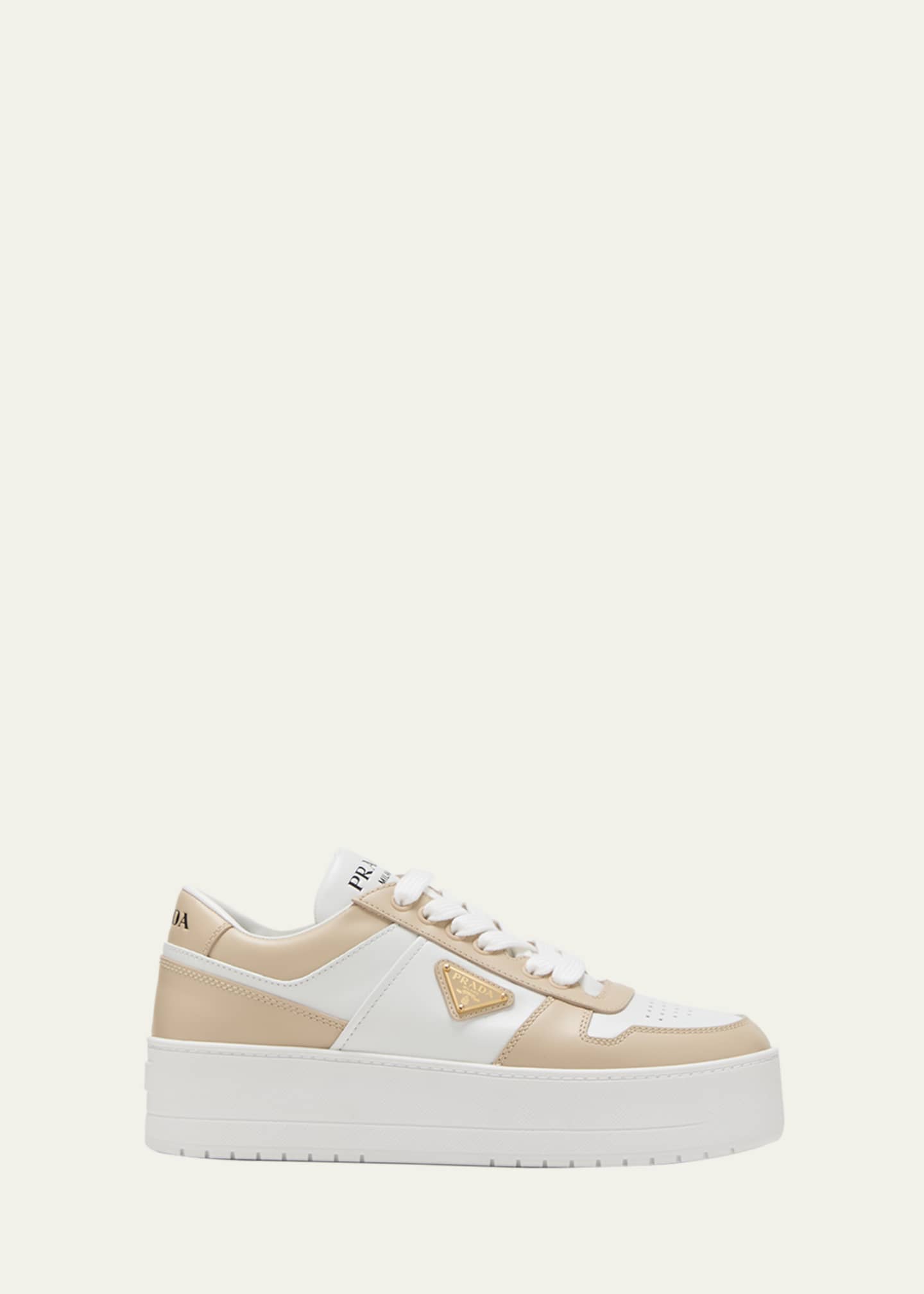 Prada Downtown Bicolor Leather Low-Top Sneakers Image 1 of 5
