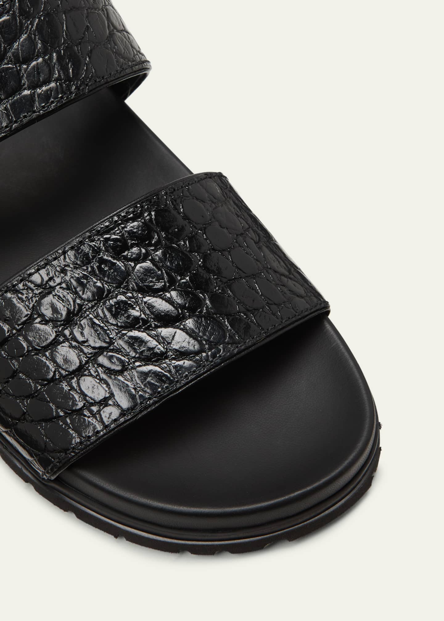 Prada Croco Buckle Dual-Band Comfort Sandals - Bergdorf Goodman