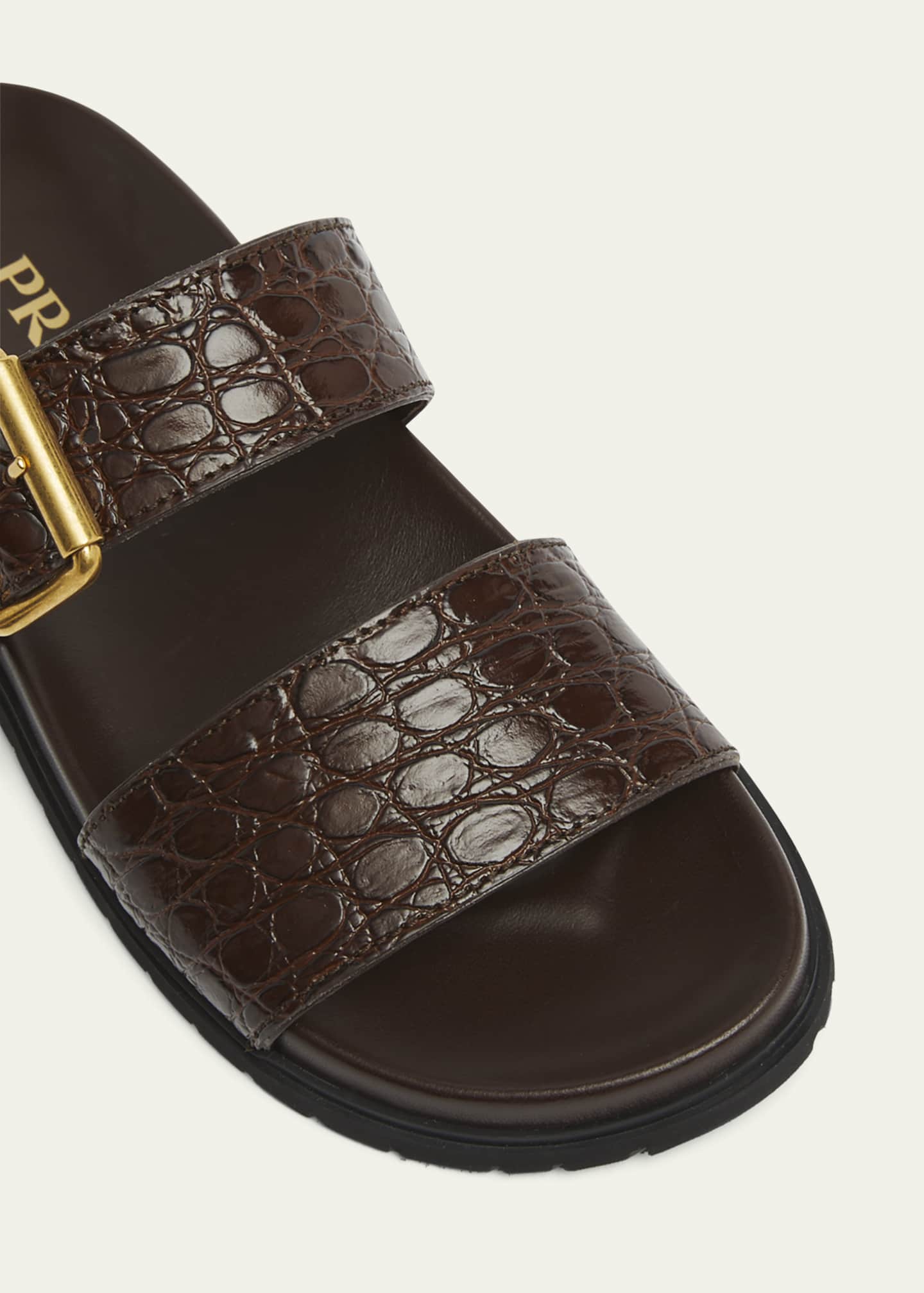 Prada Croco Buckle Dual-Band Comfort Sandals Image 5 of 5