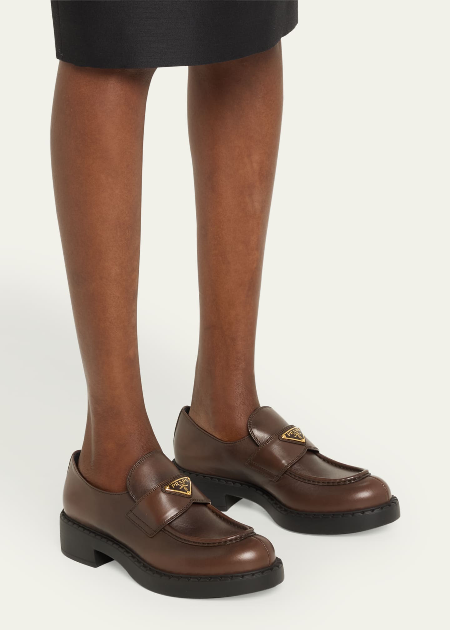 Prada Brushed Leather Chunky Slip-On Loafers Image 2 of 5