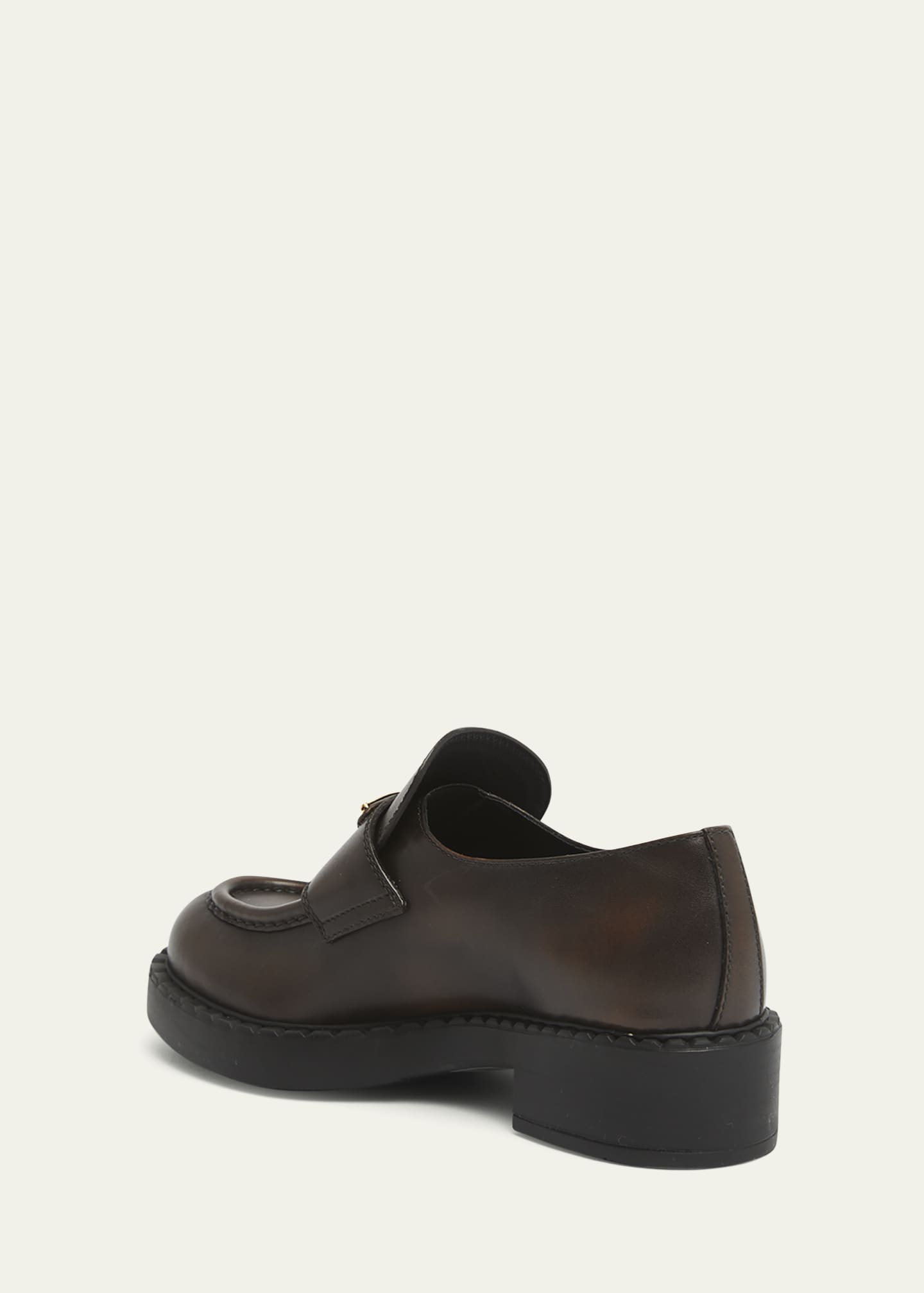 Prada Brushed Leather Chunky Slip-On Loafers Image 4 of 5