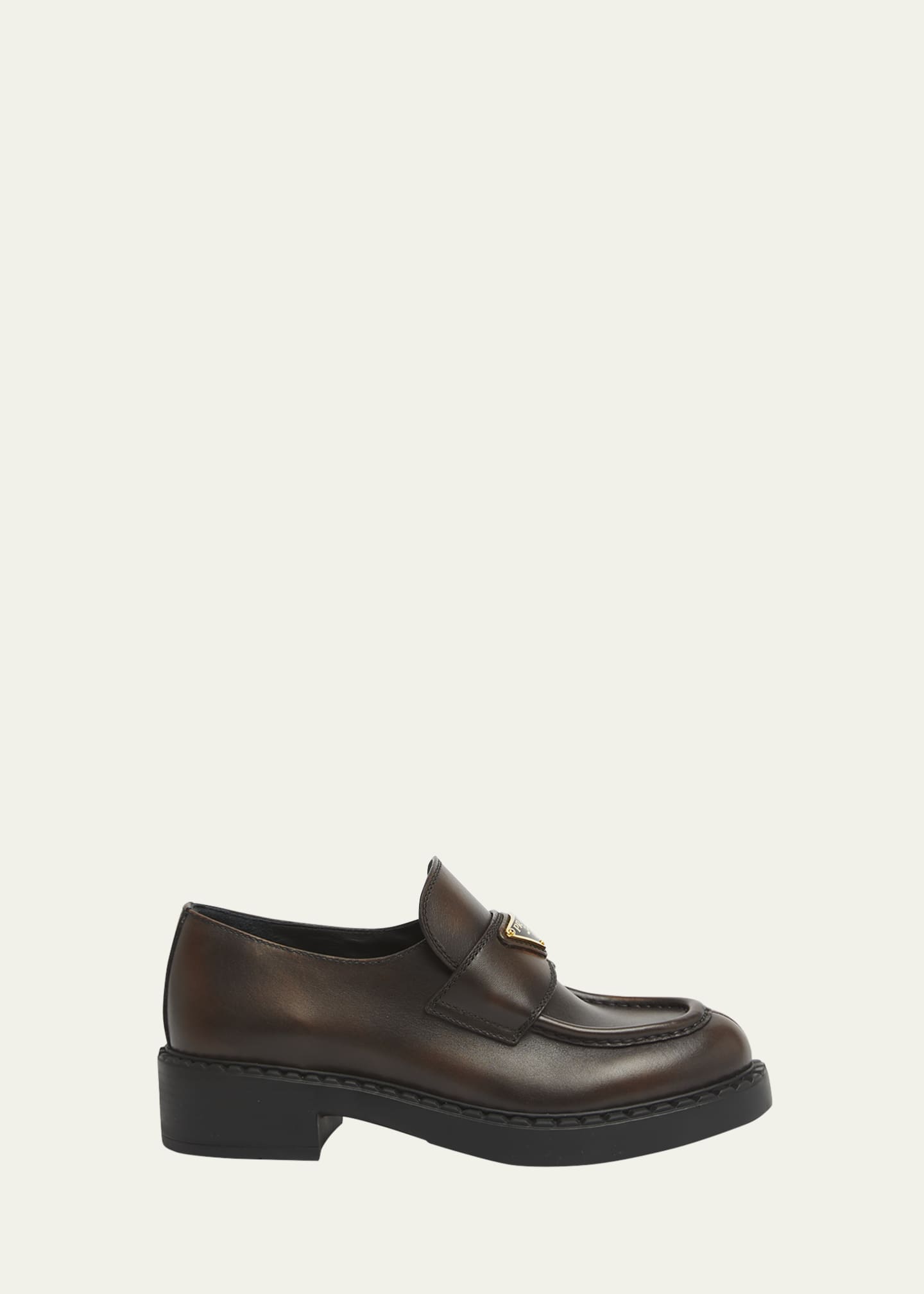 Prada Brushed Leather Chunky Slip-On Loafers Image 1 of 5
