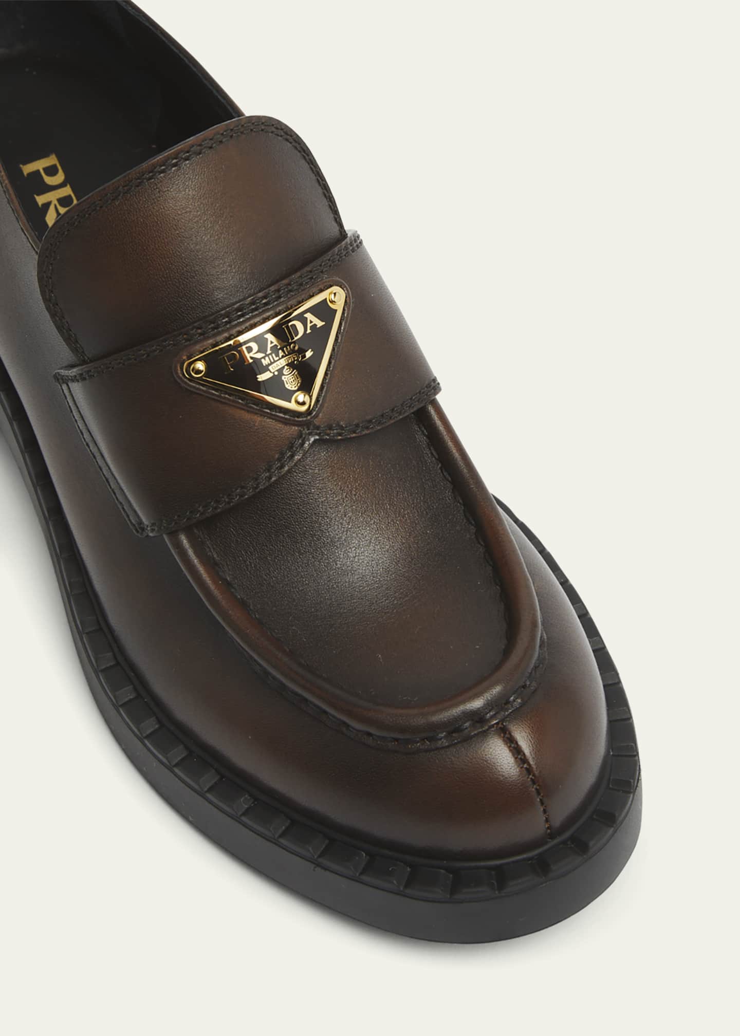 Prada Brushed Leather Chunky Slip-On Loafers Image 5 of 5