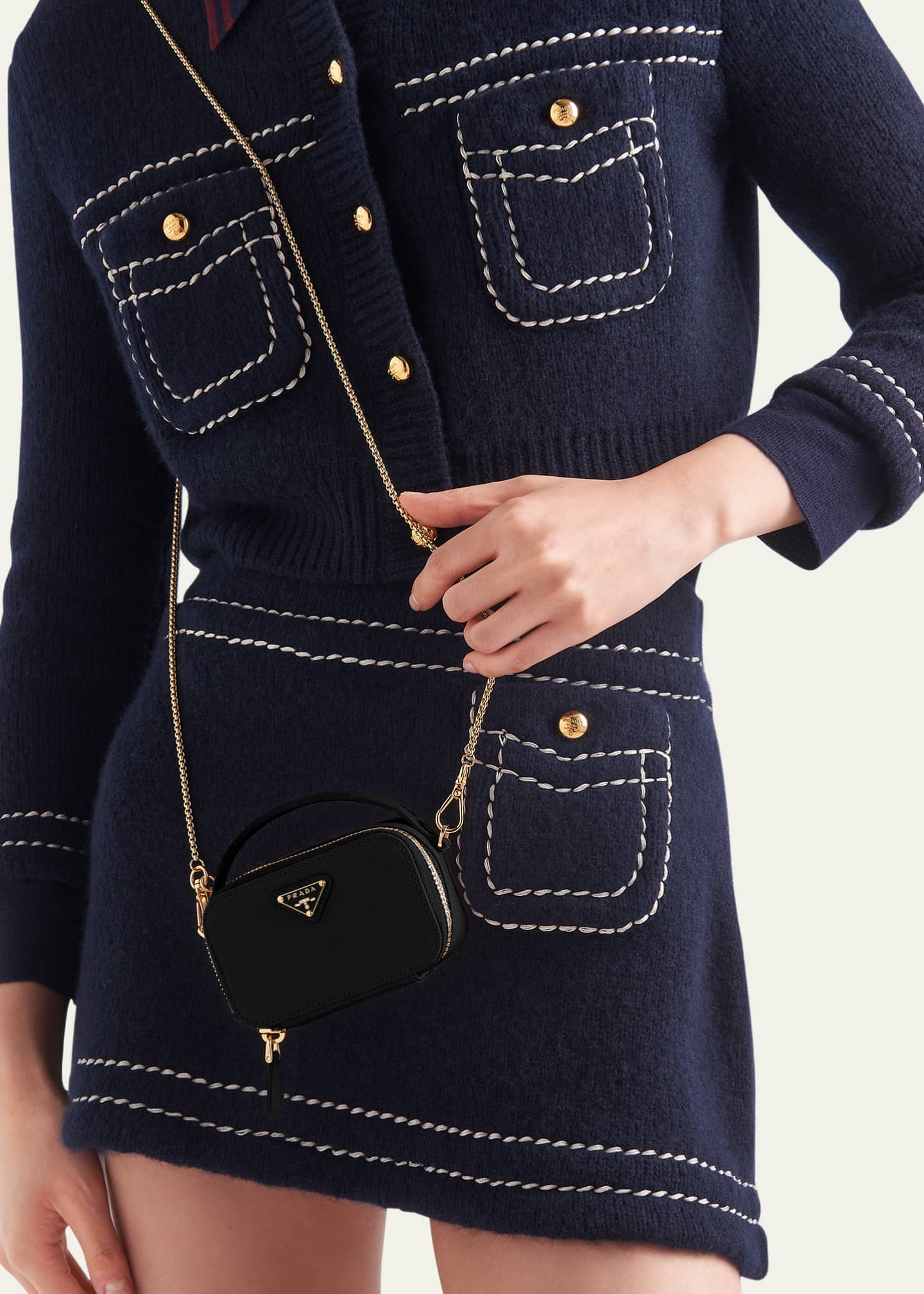 Mini Zip Saffiano Leather Crossbody Bag