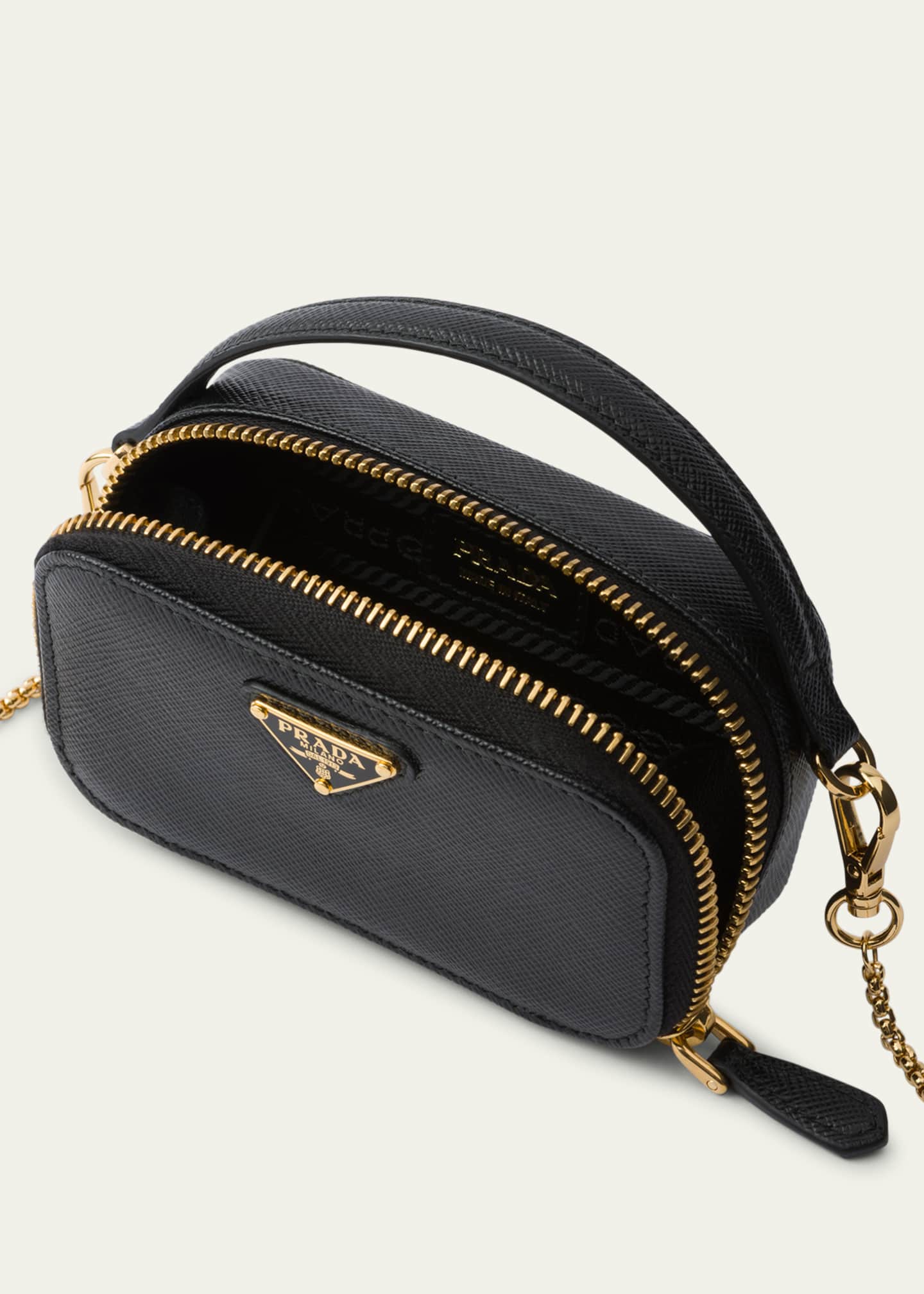 Prada Mini Zip Saffiano Leather Crossbody Bag