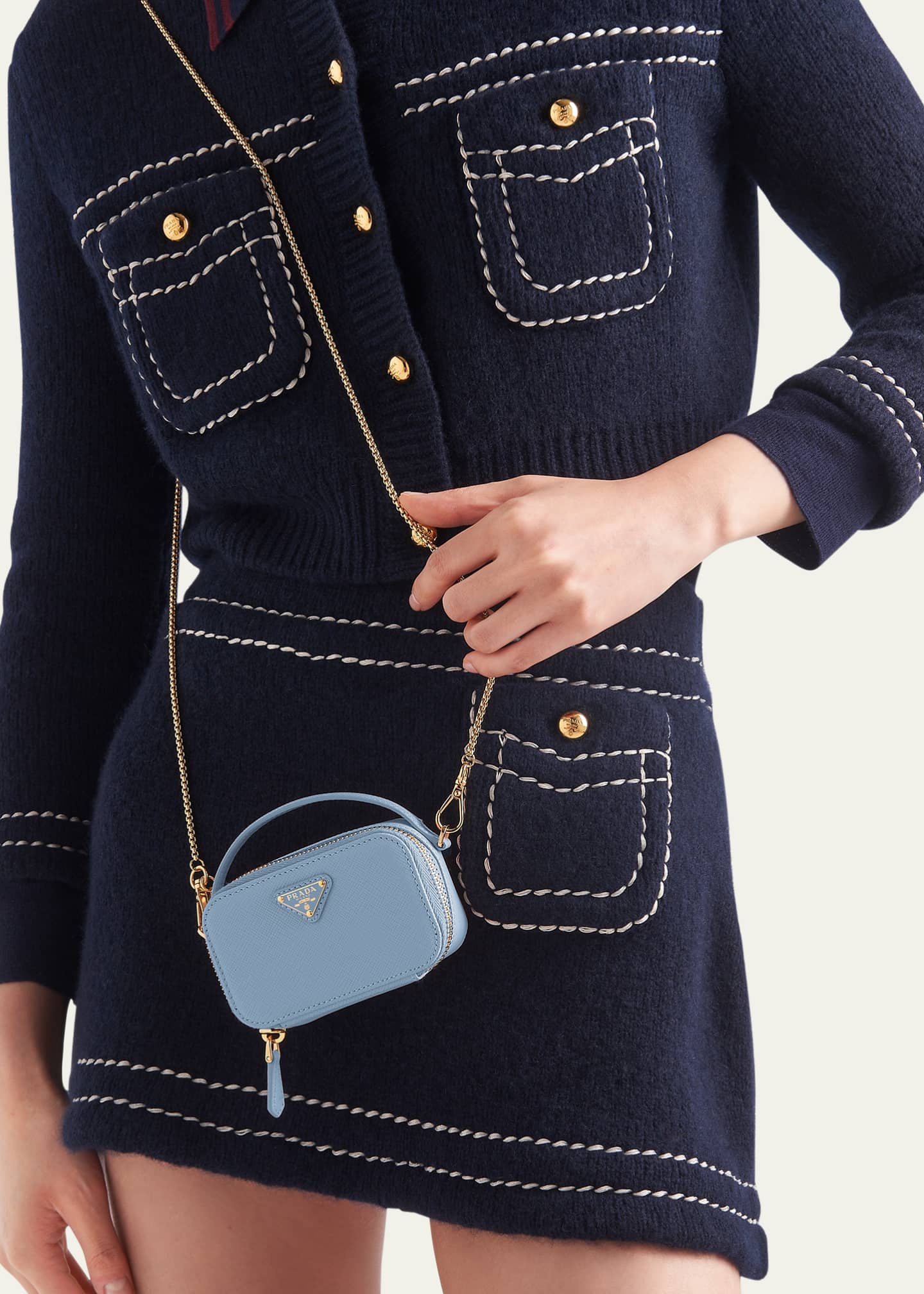 Prada Mini Zip Saffiano Leather Crossbody Bag Image 2 of 4