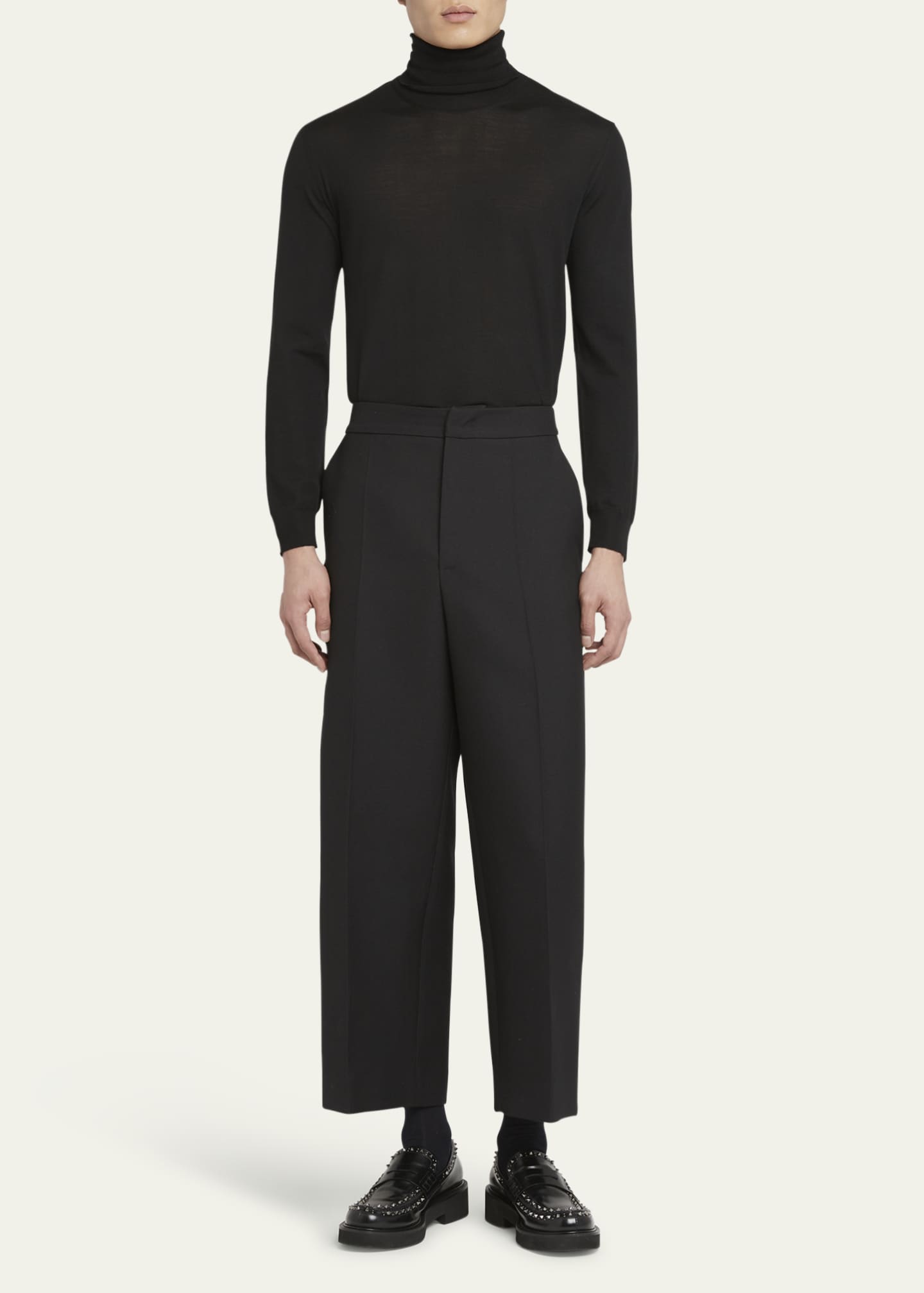 Valentino Garavani Men's Wool and Silk Wide-Leg Pants