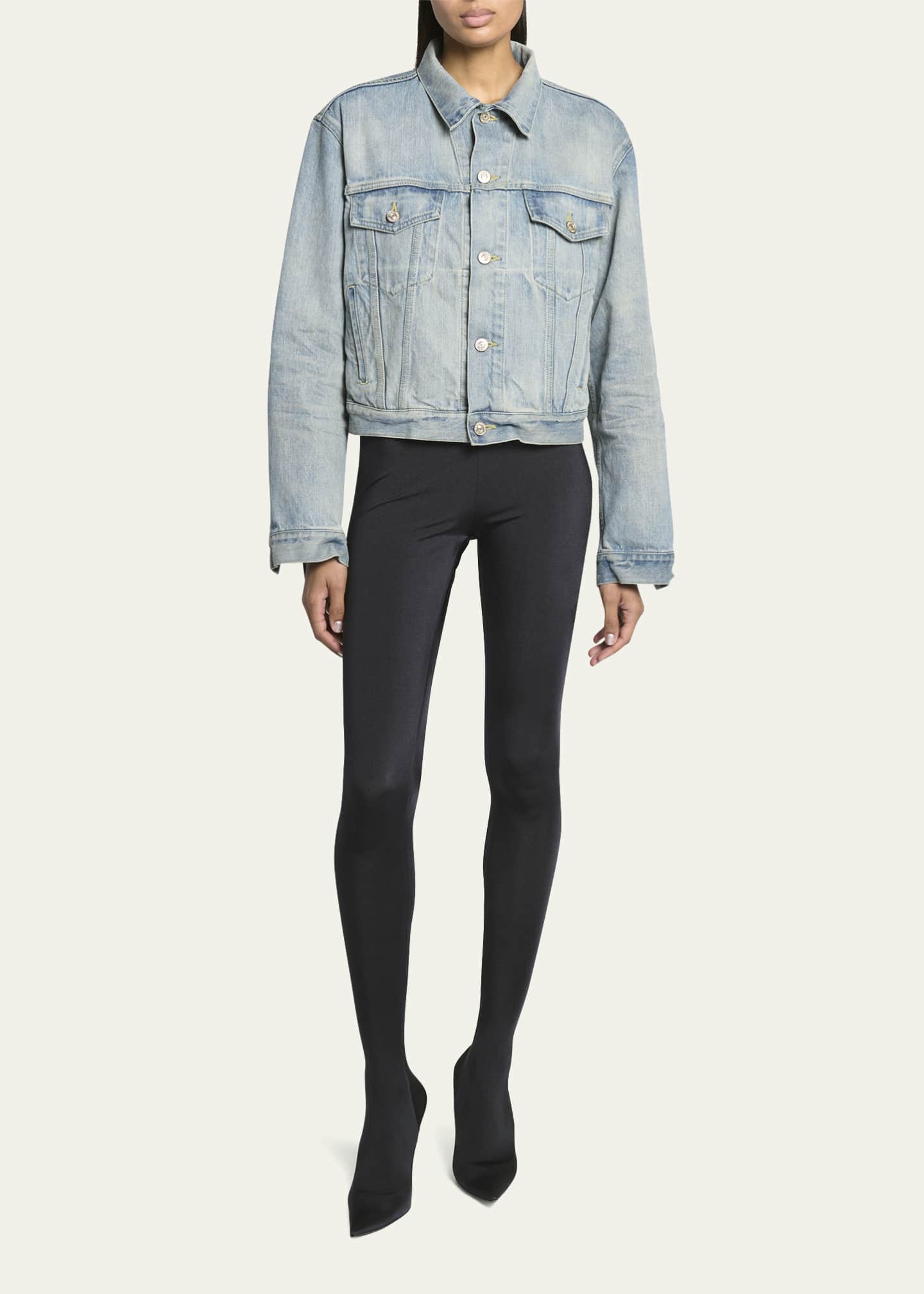 Balenciaga Logo Small Fit Denim Jacket Image 2 of 5
