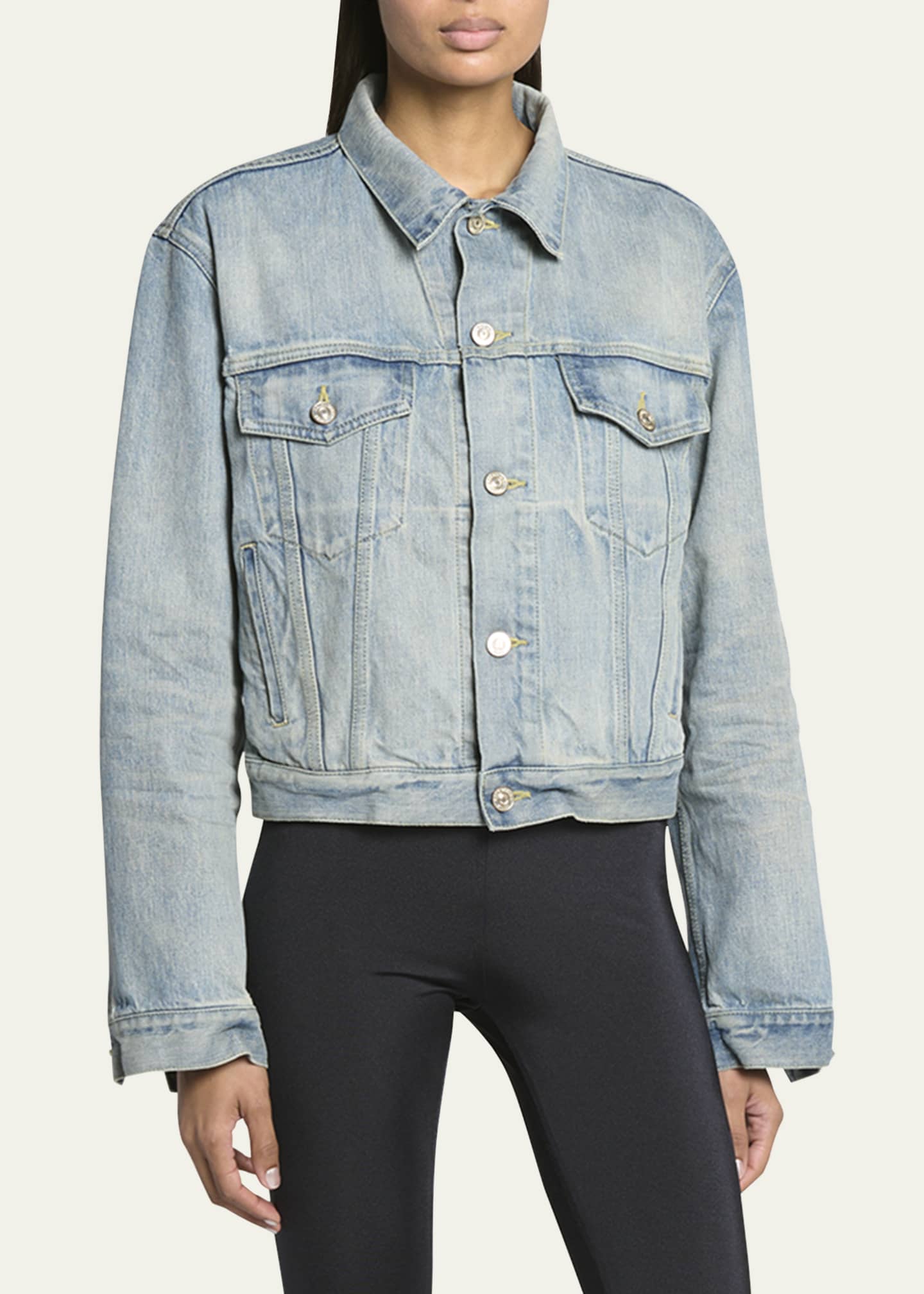 Balenciaga Logo Small Fit Denim Jacket Bergdorf Goodman