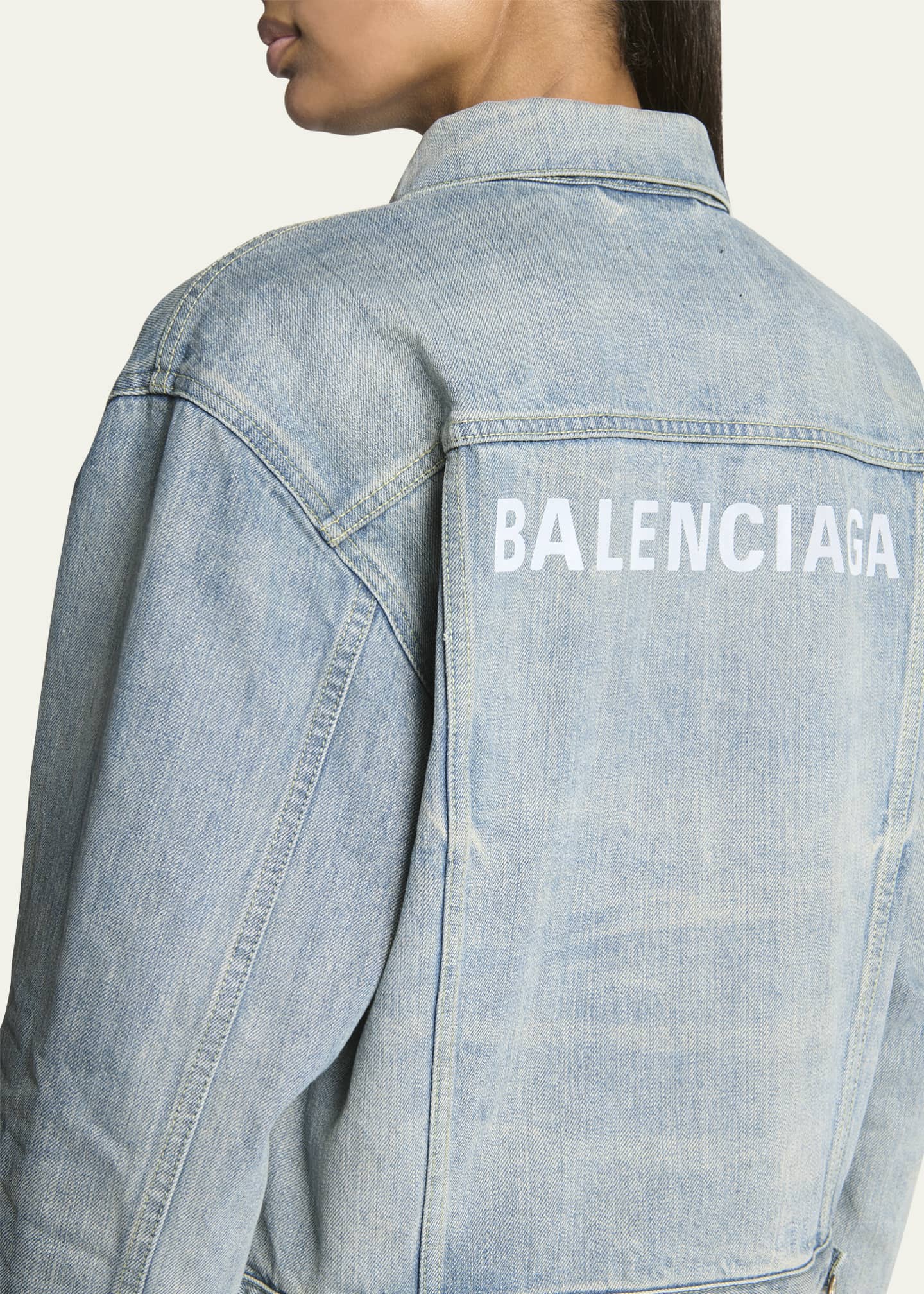 Balenciaga Logo Small Fit Denim Jacket Image 5 of 5
