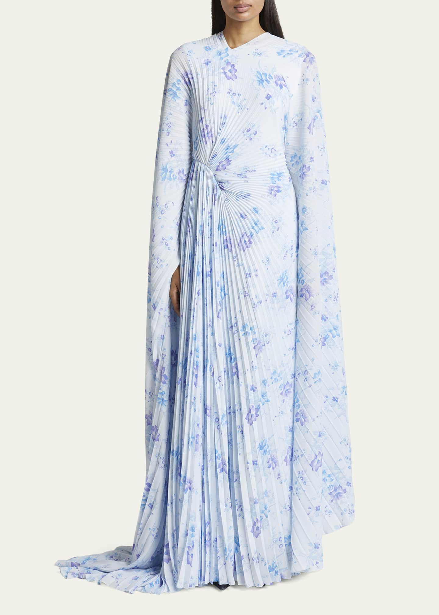 Floral-Print Circle Pleated Dress - Thumbnail 2