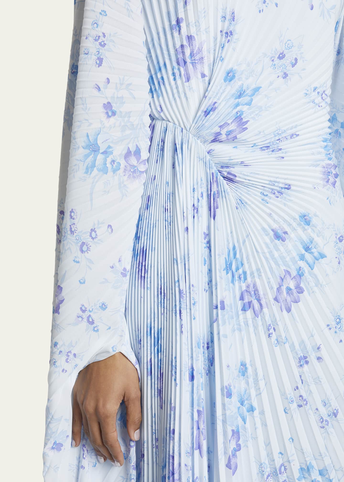 Floral-Print Circle Pleated Dress - Thumbnail 5