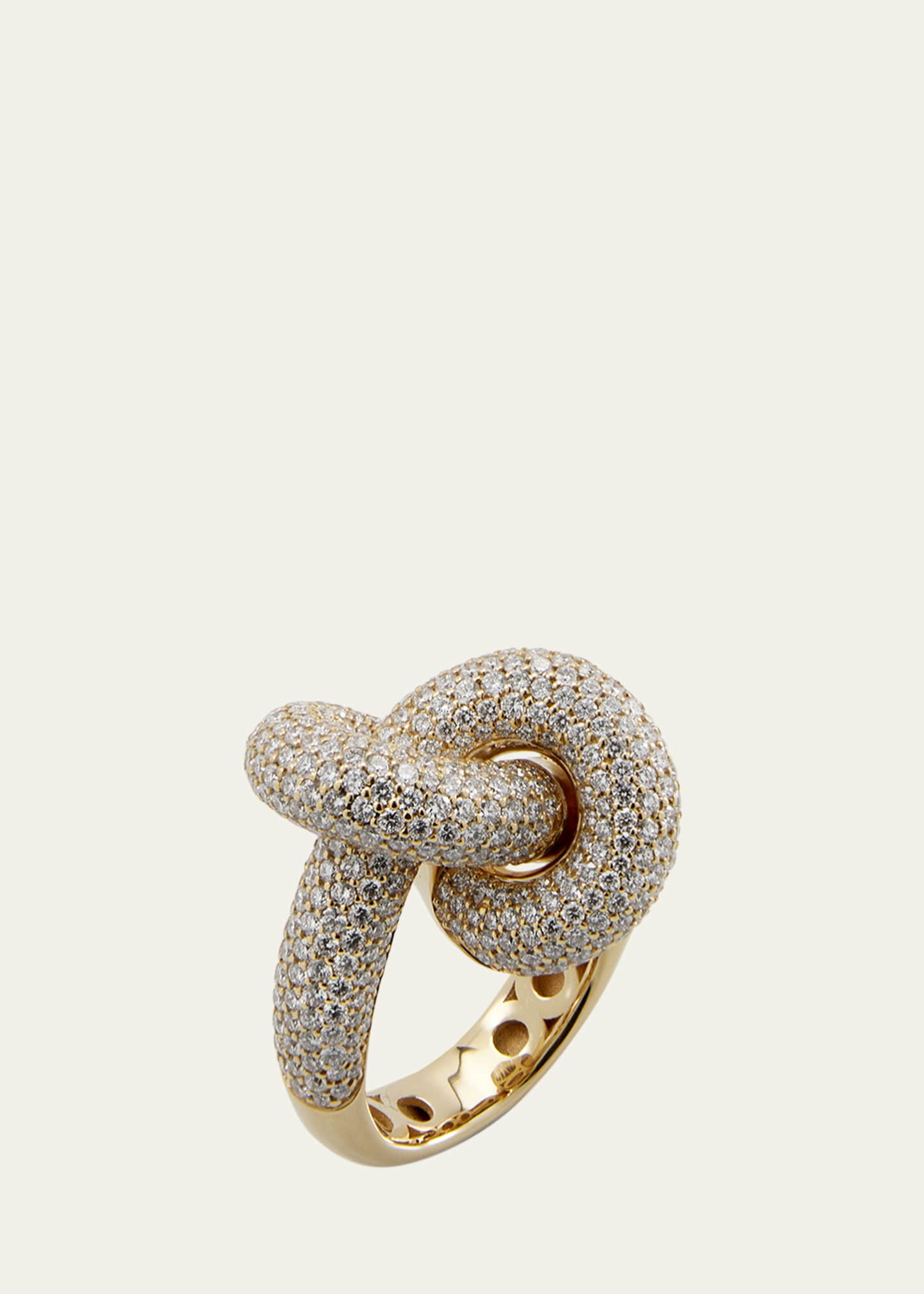 ENGELBERT 18K Yellow Gold The Legacy Knot Big Ring with Diamonds Image 3 of 4