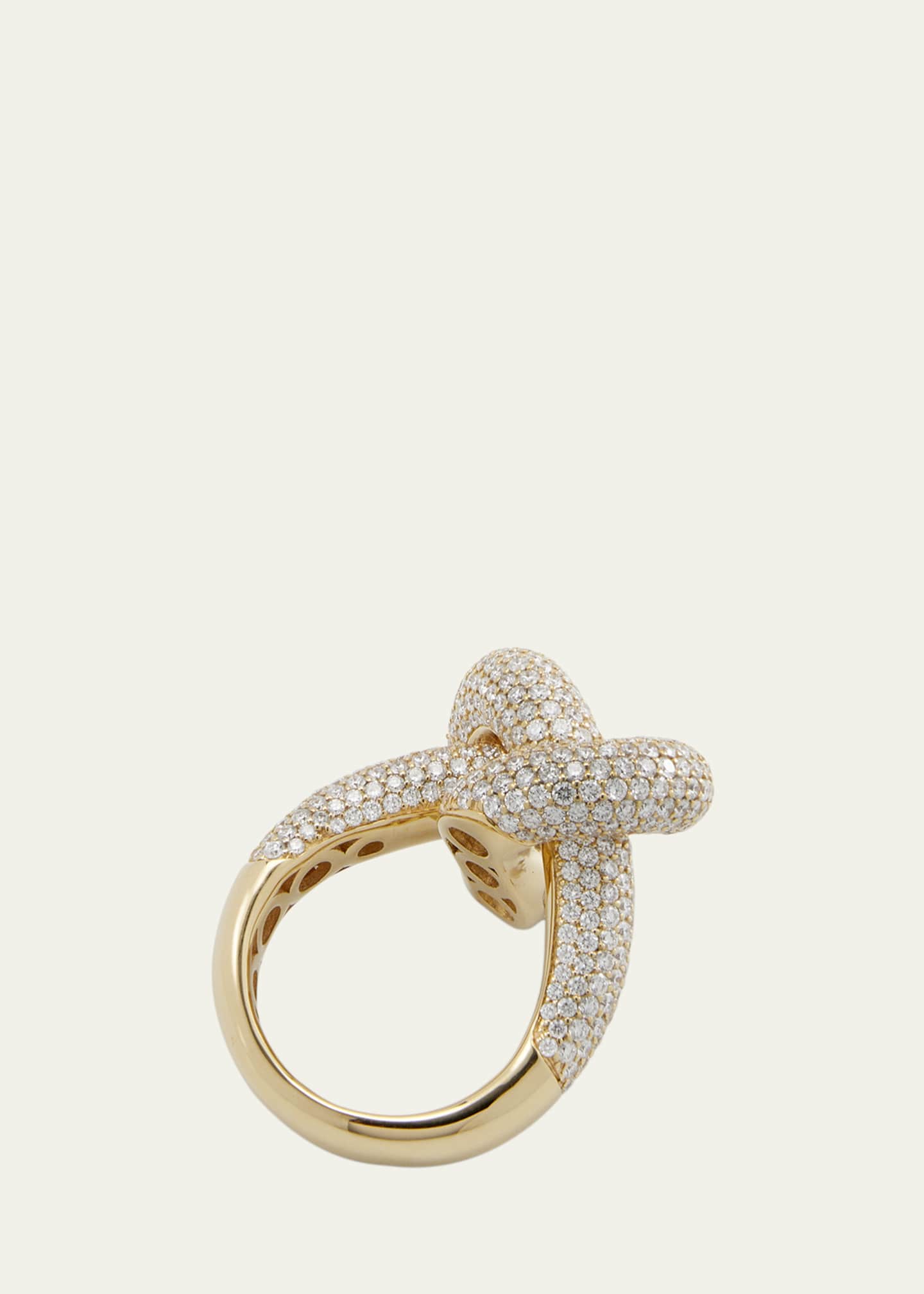 ENGELBERT 18K Yellow Gold The Legacy Knot Big Ring with Diamonds Image 4 of 4