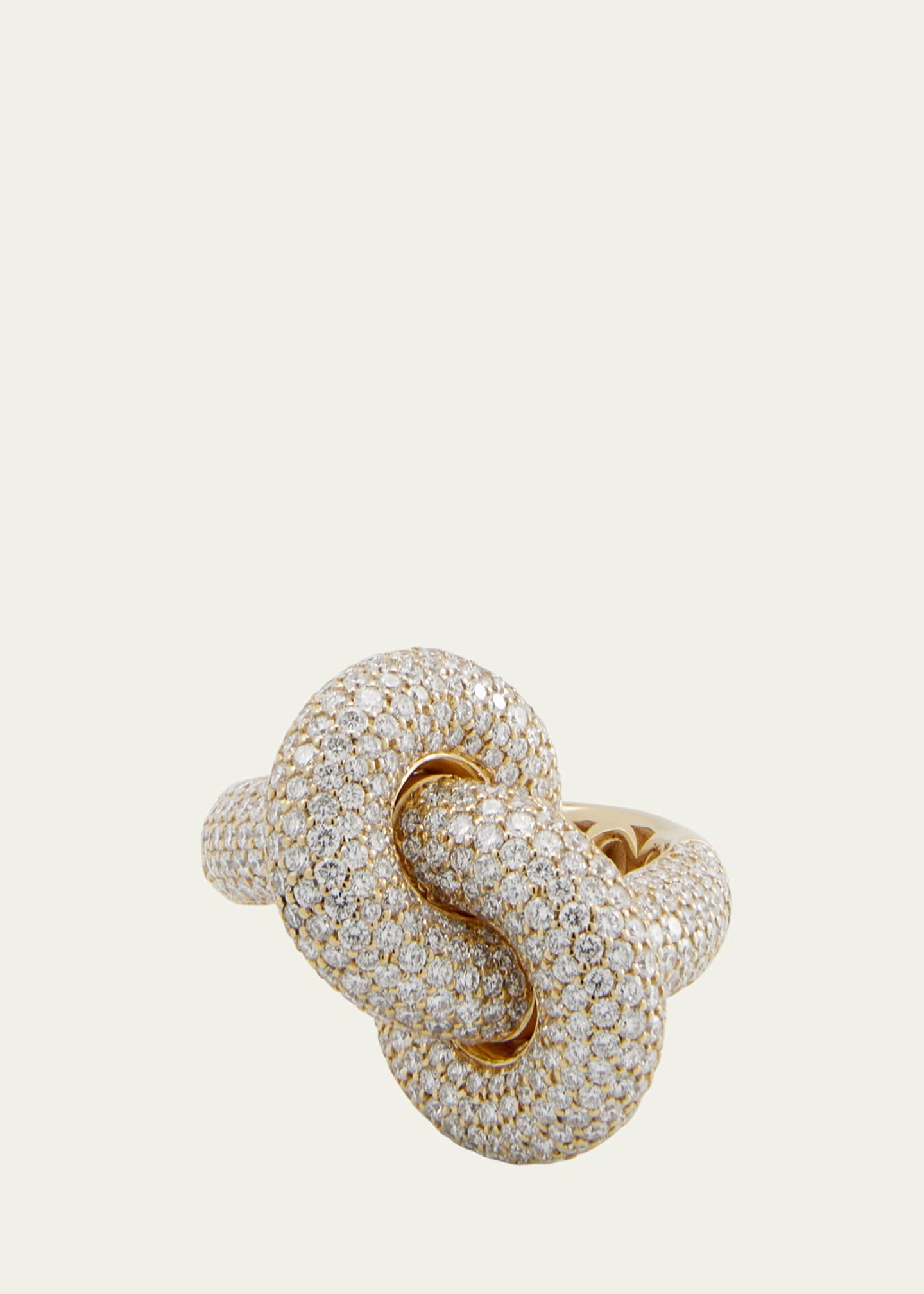 ENGELBERT 18K Yellow Gold The Legacy Knot Big Ring with Diamonds Image 1 of 4