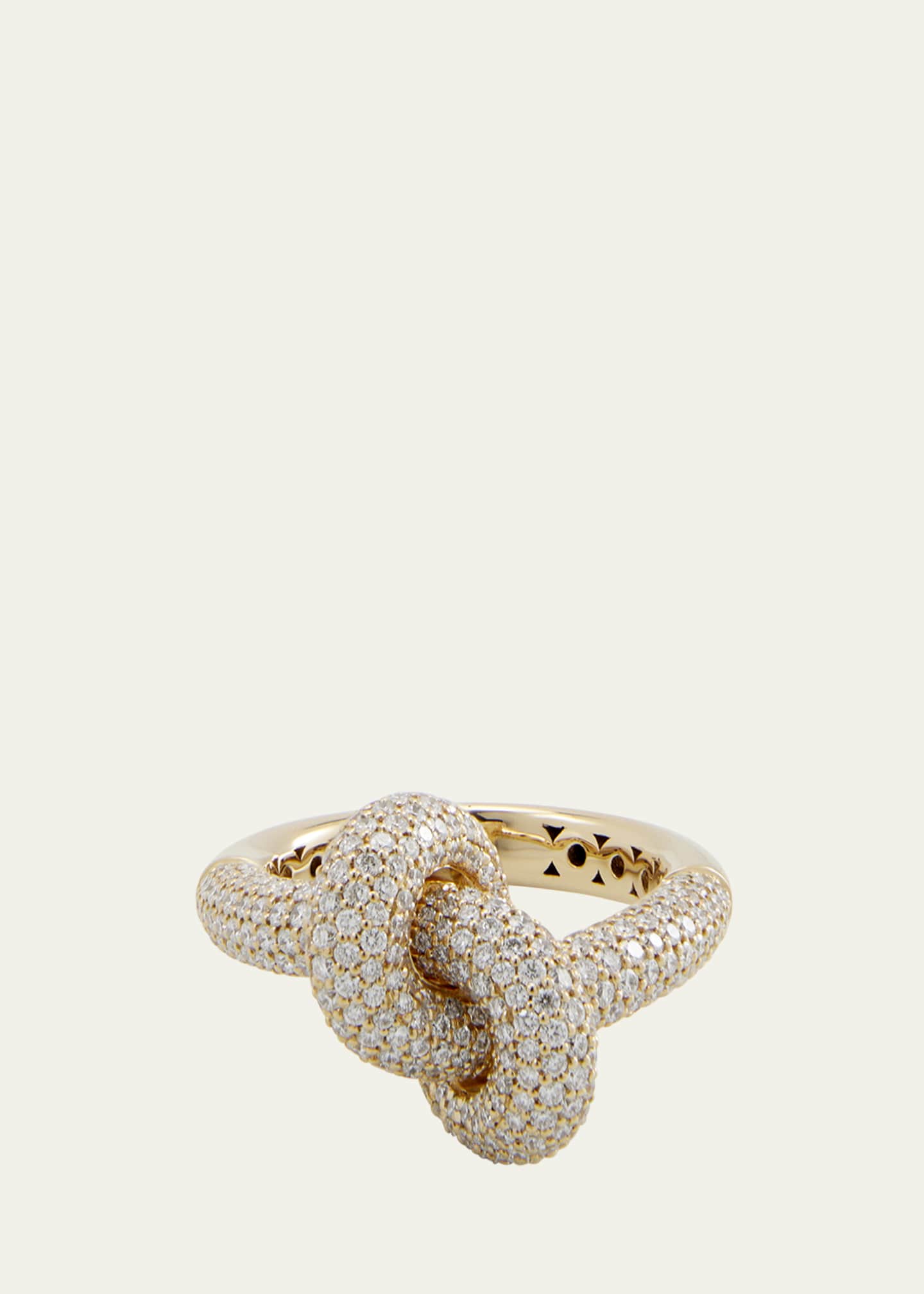 ENGELBERT 18k Yellow Gold The Legacy Medium Knot Ring with Diamonds Image 1 of 4
