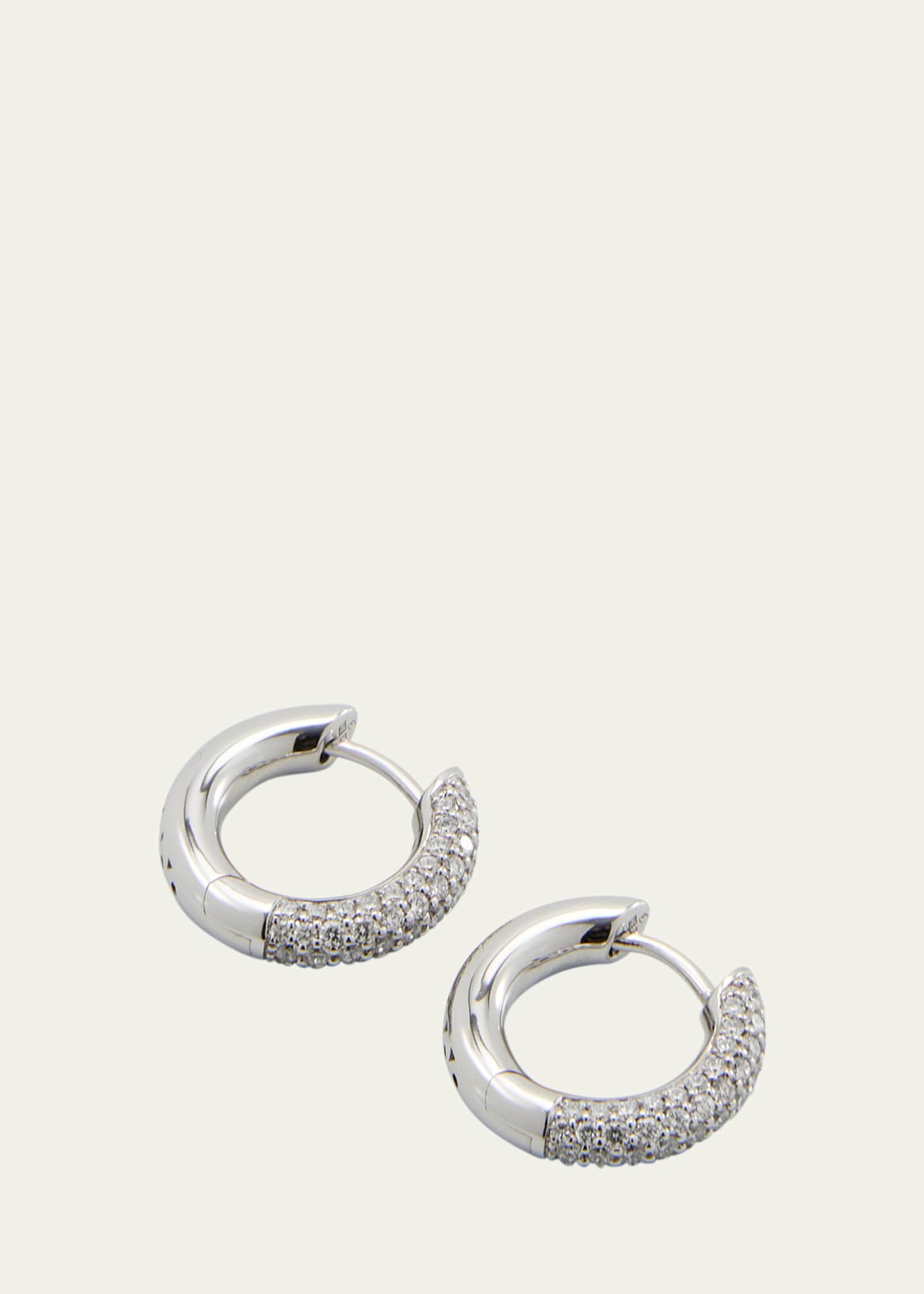 ENGELBERT 18k White Gold Absolute Creoles Small Earrings with Diamonds Image 3 of 4