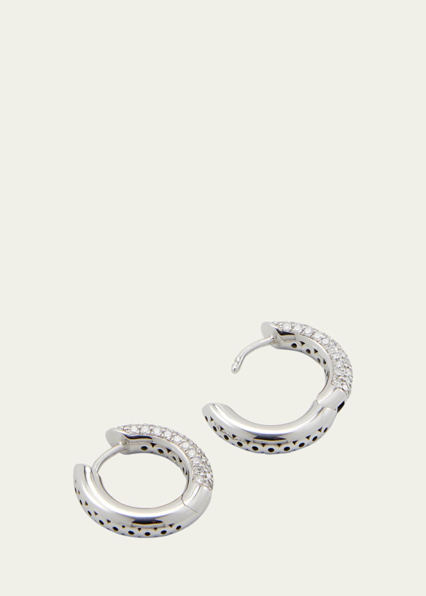 ENGELBERT 18k White Gold Absolute Creoles Small Earrings with Diamonds Image 4 of 4