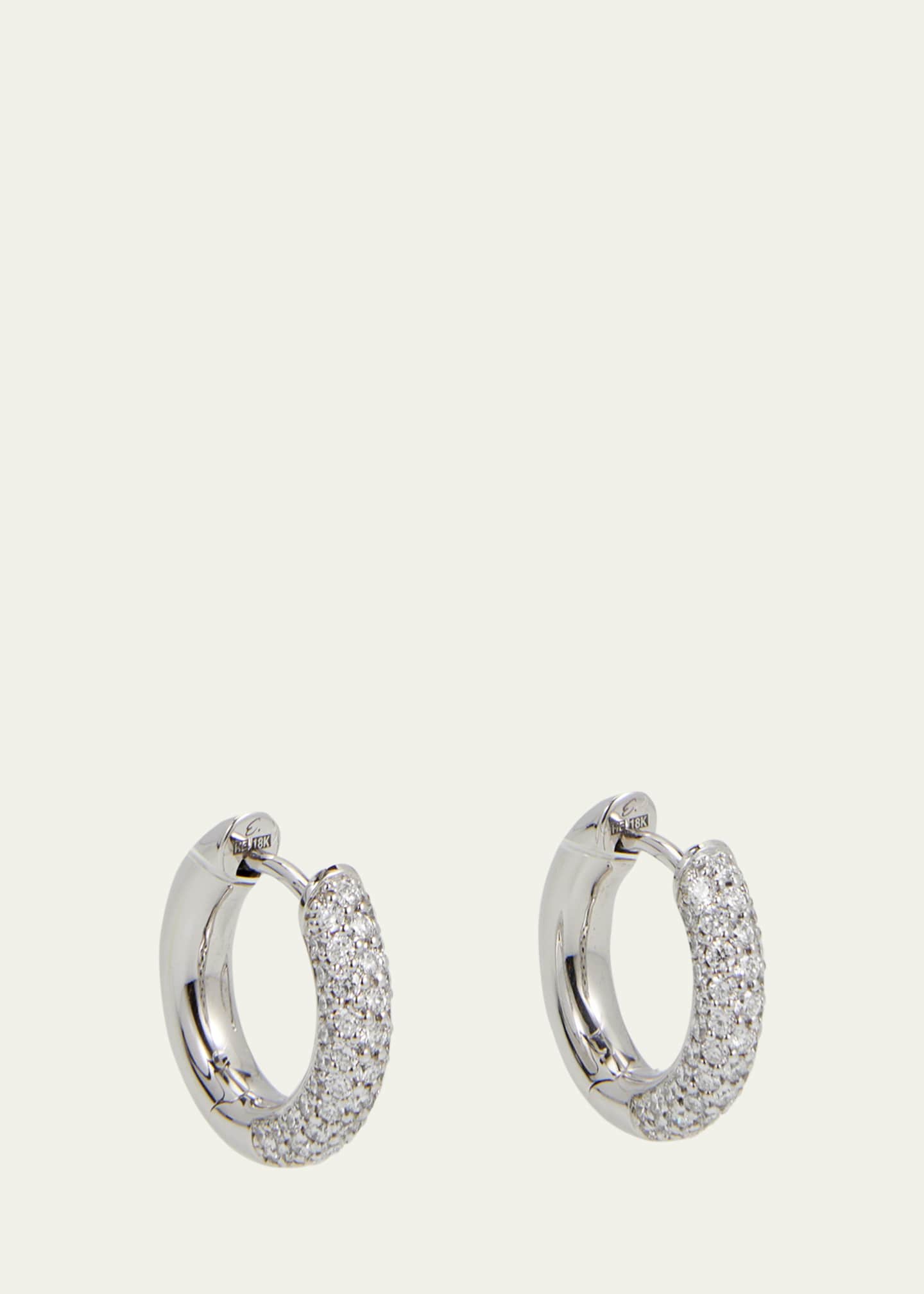 ENGELBERT 18k White Gold Absolute Creoles Small Earrings with Diamonds Image 1 of 4