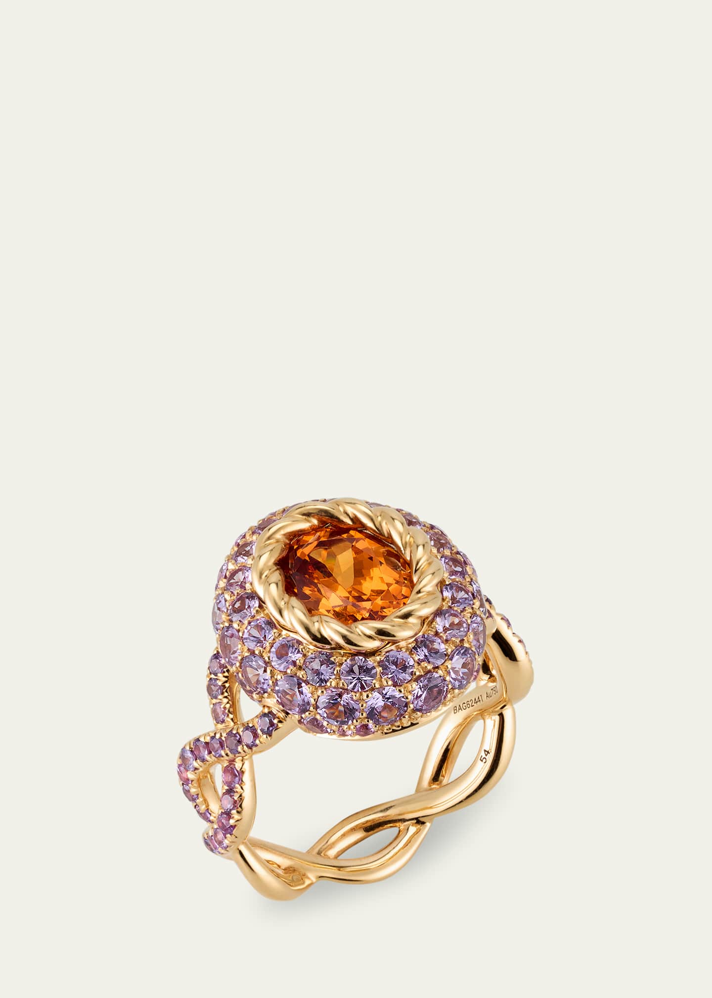 Mellerio 18K Yellow Gold Orange Blossom Ring with Garnet and Sapphires Image 3 of 4