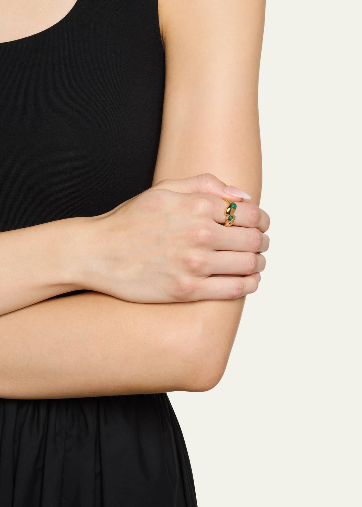 V.BELLAN 18K Gold Nelle Ring with Malachite Image 2 of 4