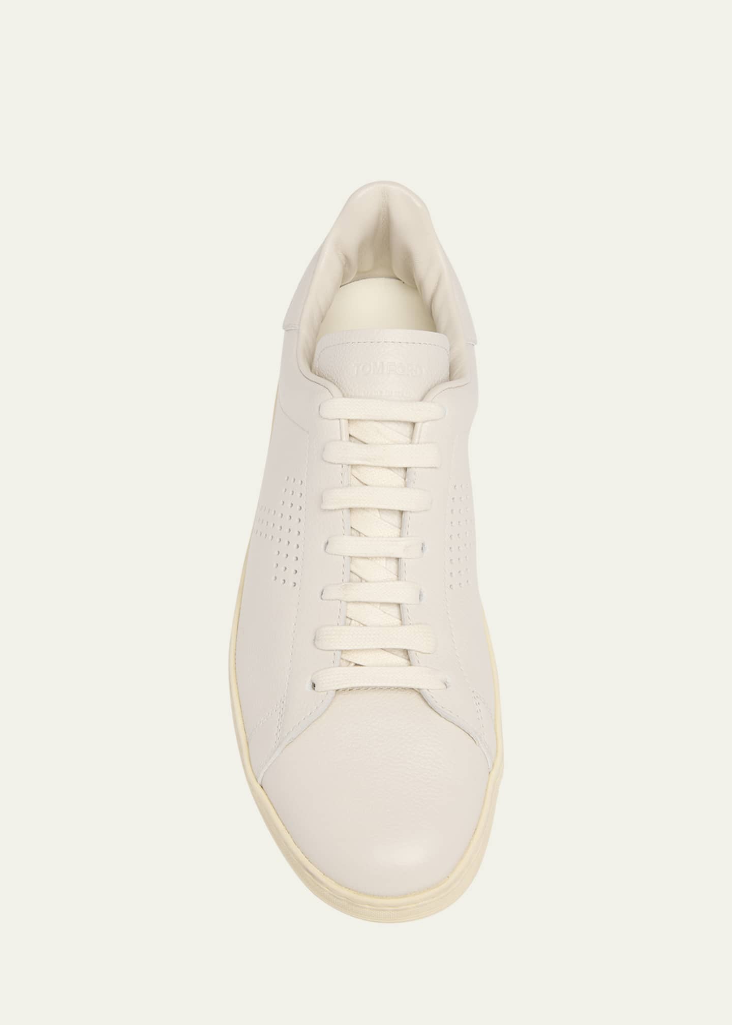 スニーカー Tom Ford White Leather Warwick Sneakers TOM FORD Warwick Perforated Full-Grain Leather Sneakers for
