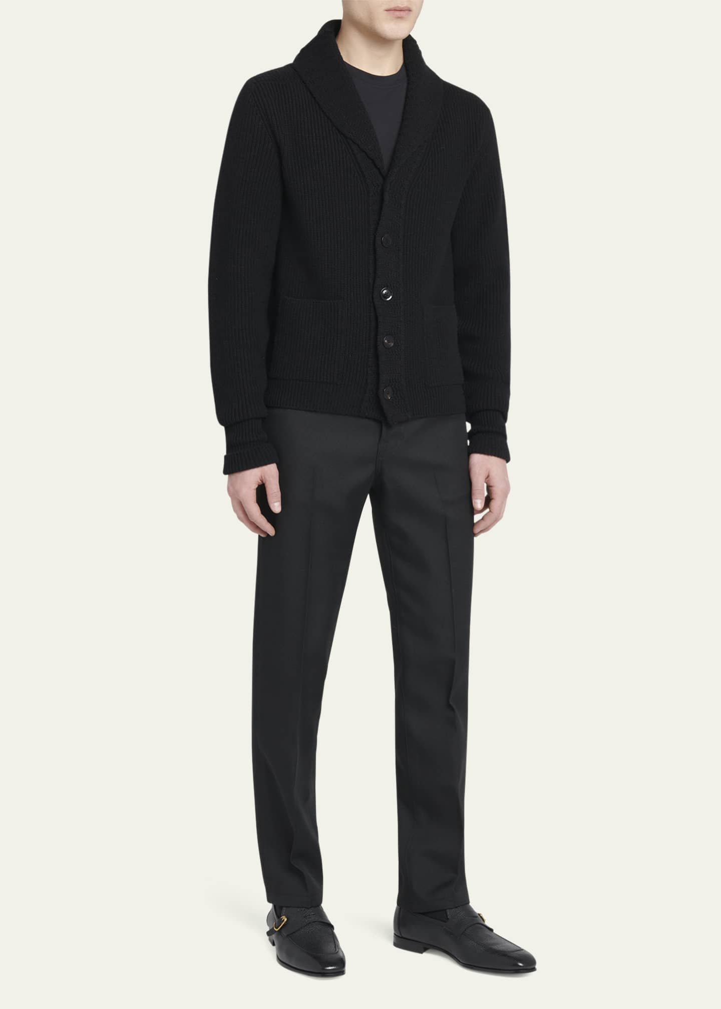TOM FORD Men's Sean Grained Leather Side Buckle Loafers Image 3 of 5