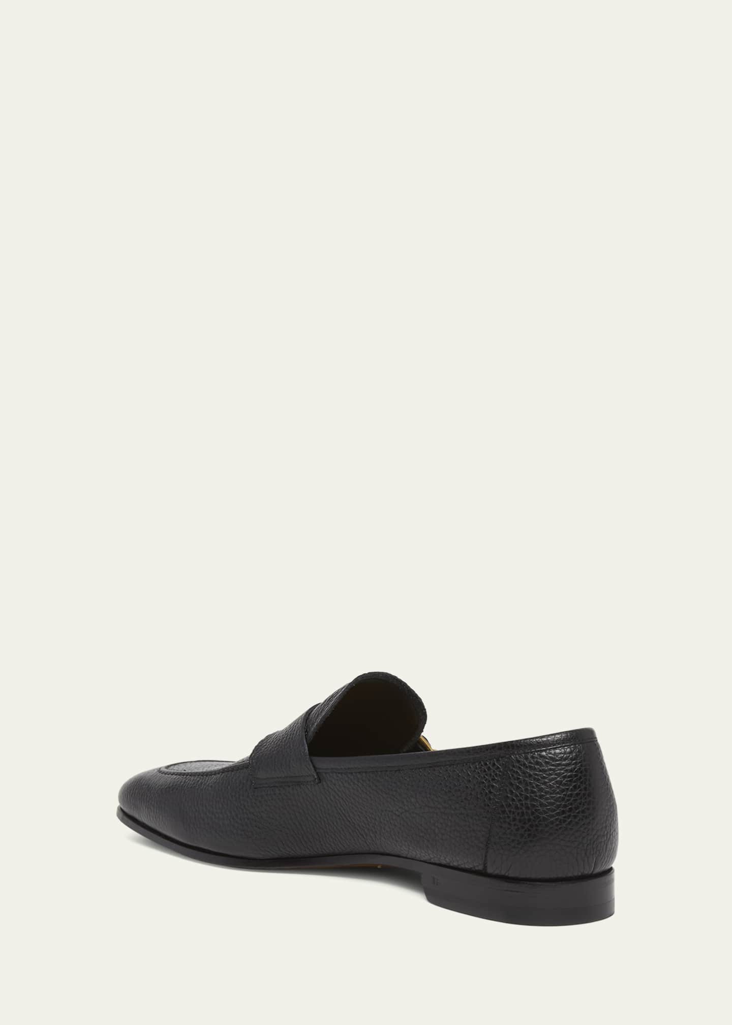 TOM FORD Men's Sean Grained Leather Side Buckle Loafers Image 4 of 5