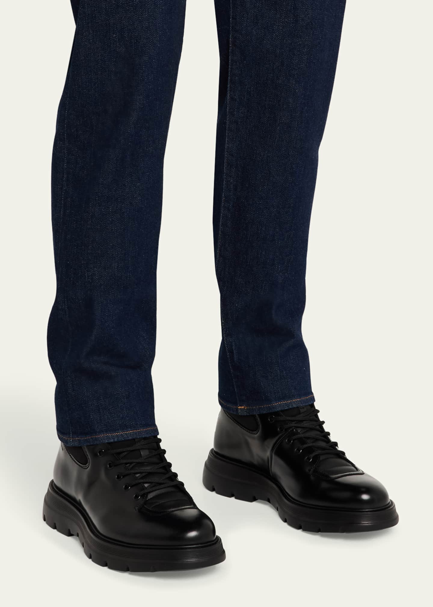 Stuart Weitzman Men s Adam Leather and Neoprene Combat Boots