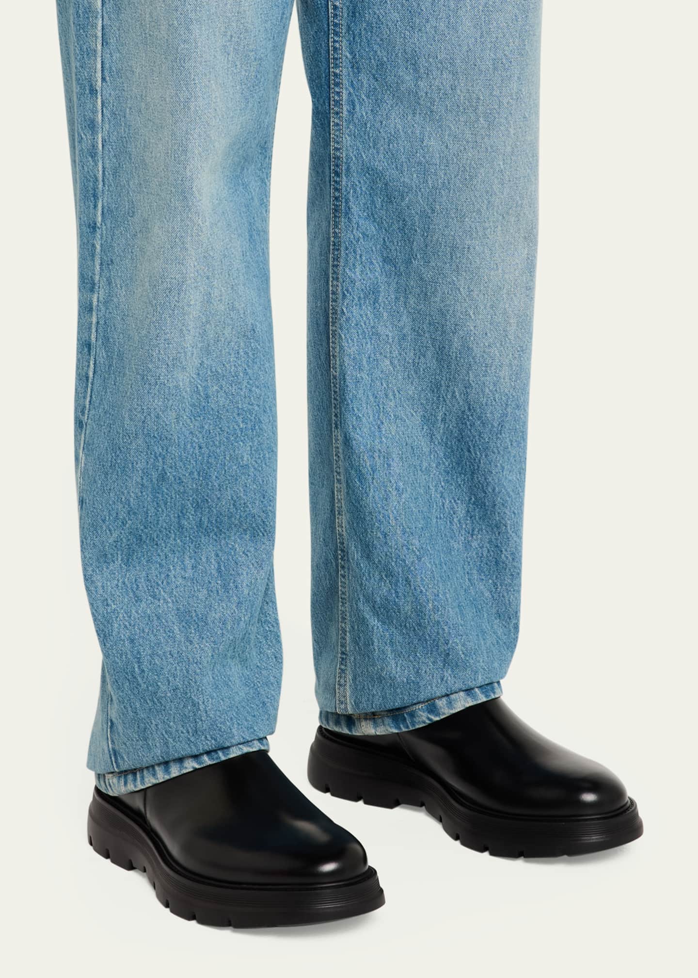 Stuart Weitzman Men s Aiden Leather and Neoprene Chelsea Boots