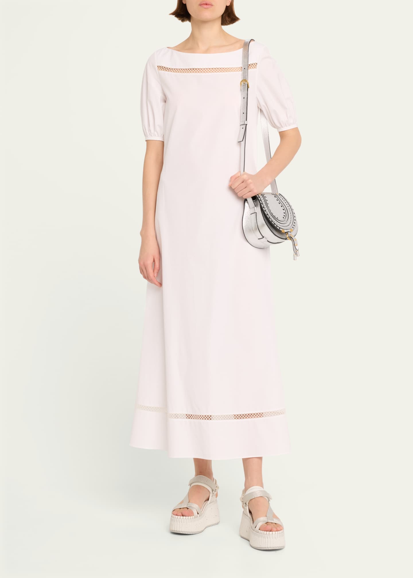 Chloe Women s Boat Neck Flared Dress White Casual Dresses