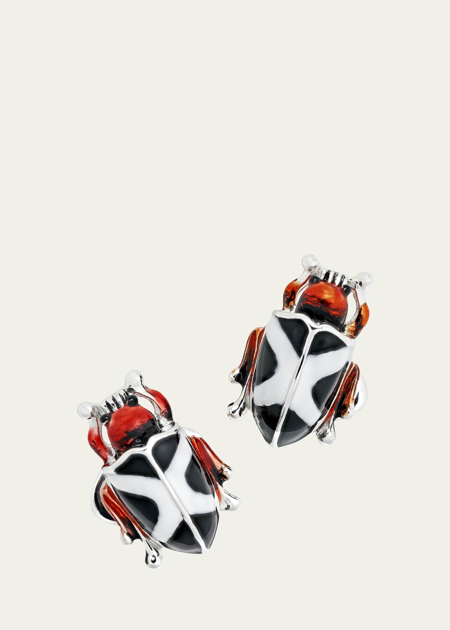 Jan Leslie Men's Hand-Painted Enamel Beetle Cufflinks
