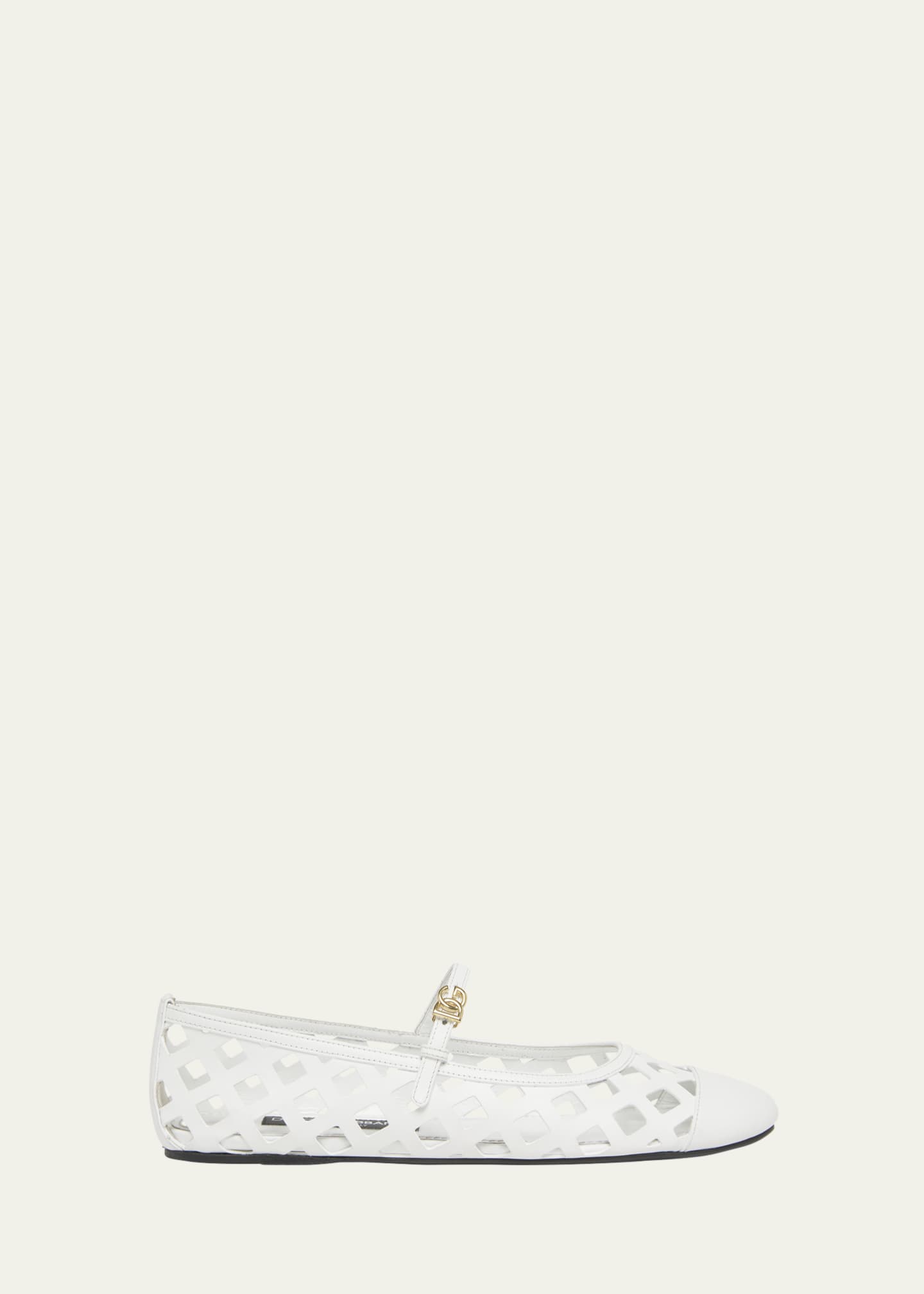 Dolce&Gabbana Cutout Leather Ballerina Flats Image 1 of 5