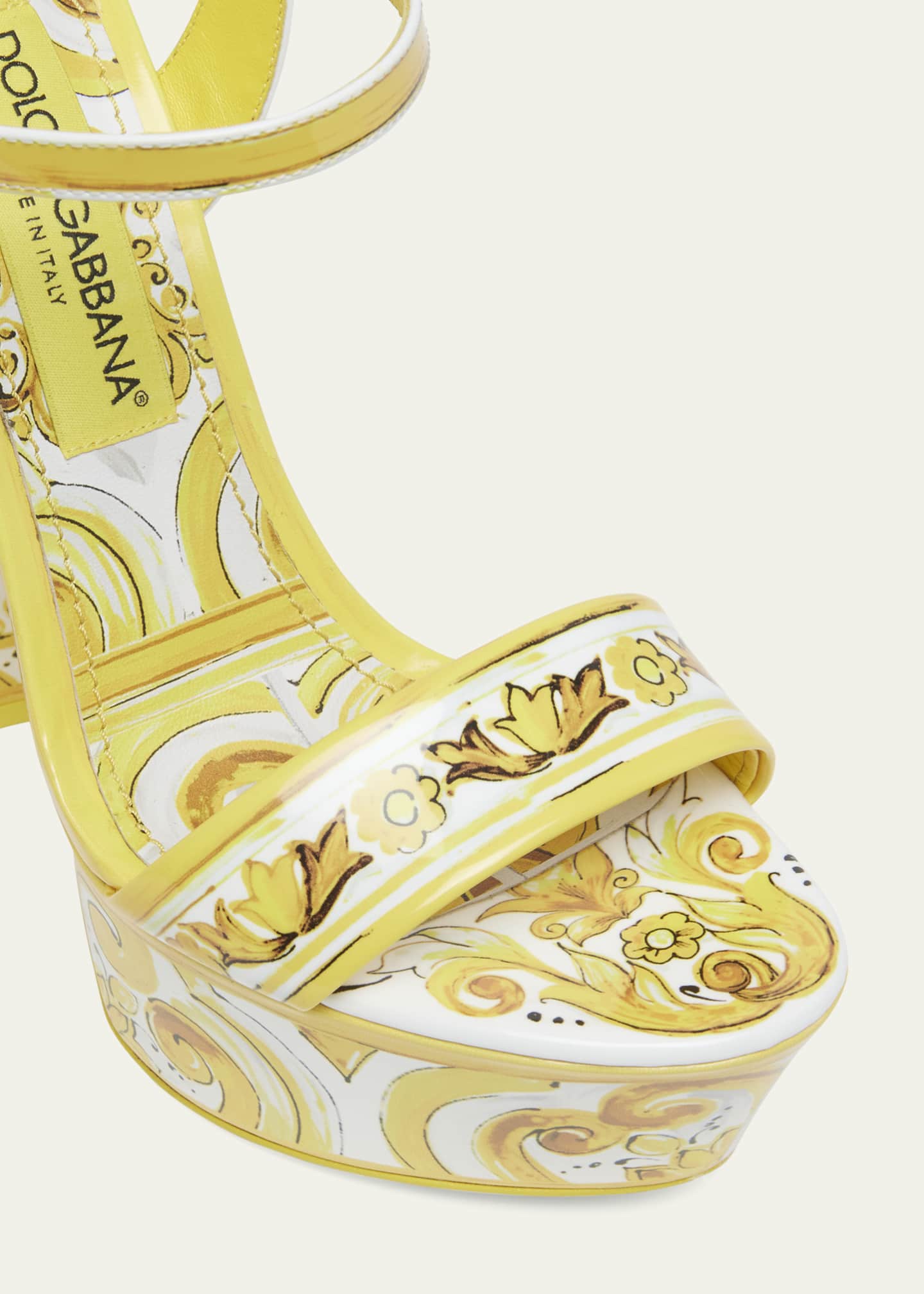 Dolce&Gabbana Formal Tile-Print Leather Platform Sandals Image 5 of 5