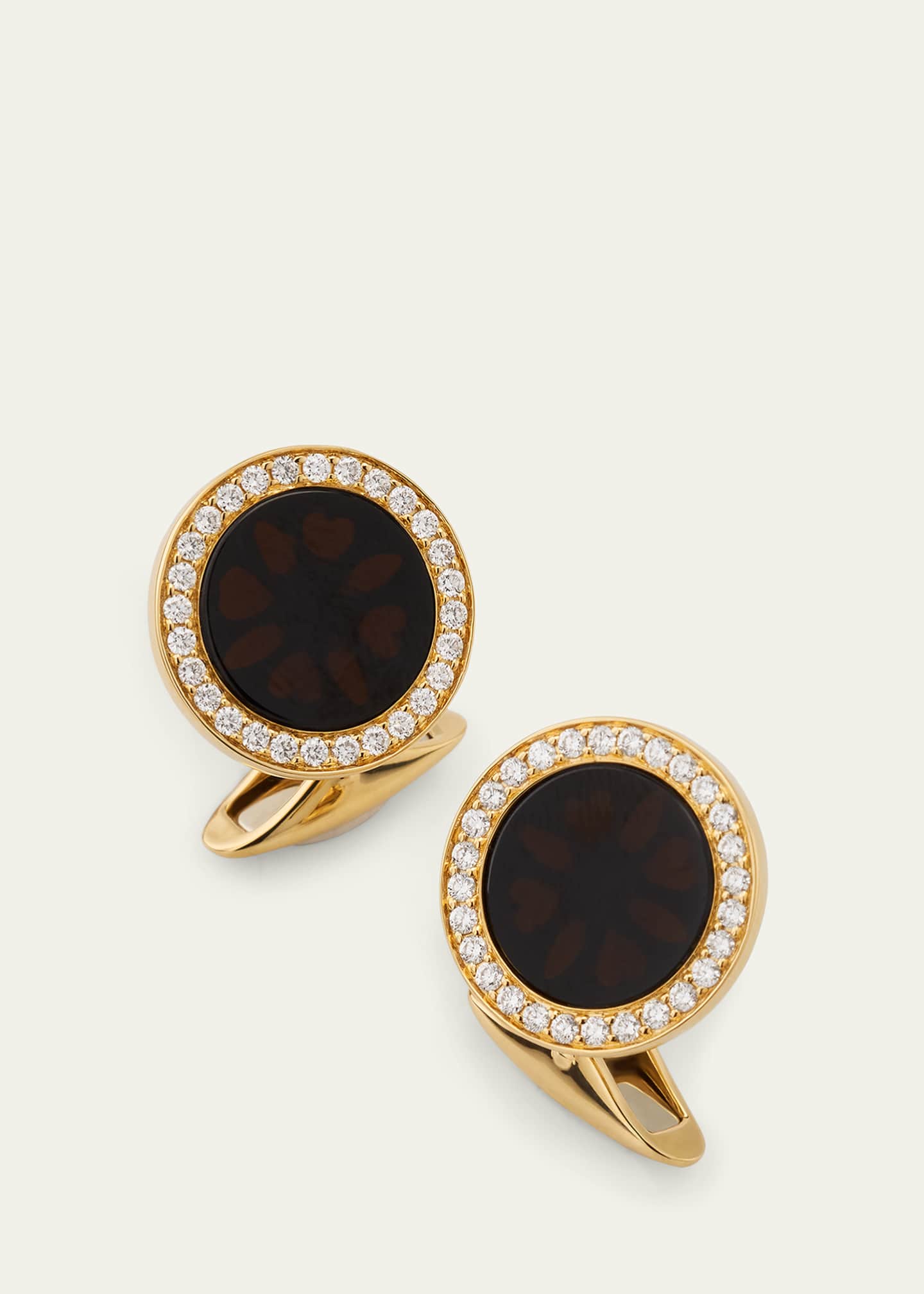 Jan Leslie Men's 18K Rose Gold Mother Of Pearl and Diamond Cufflinks Image 3 of 4