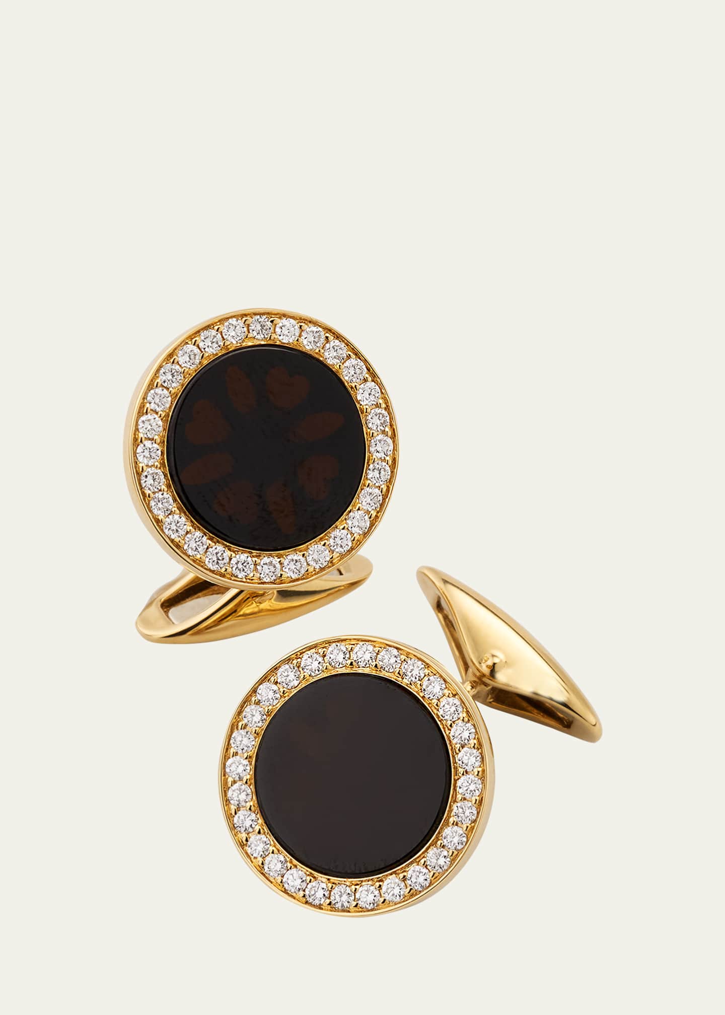 Jan Leslie Men's 18K Rose Gold Mother Of Pearl and Diamond Cufflinks Image 1 of 4