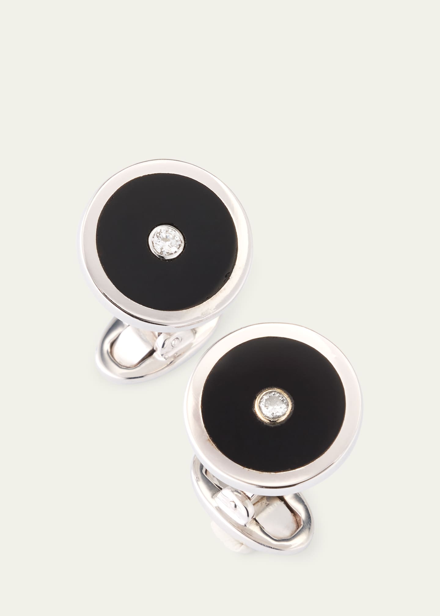 Jan Leslie Men's Black Onyx and Diamond Cufflinks Image 3 of 4