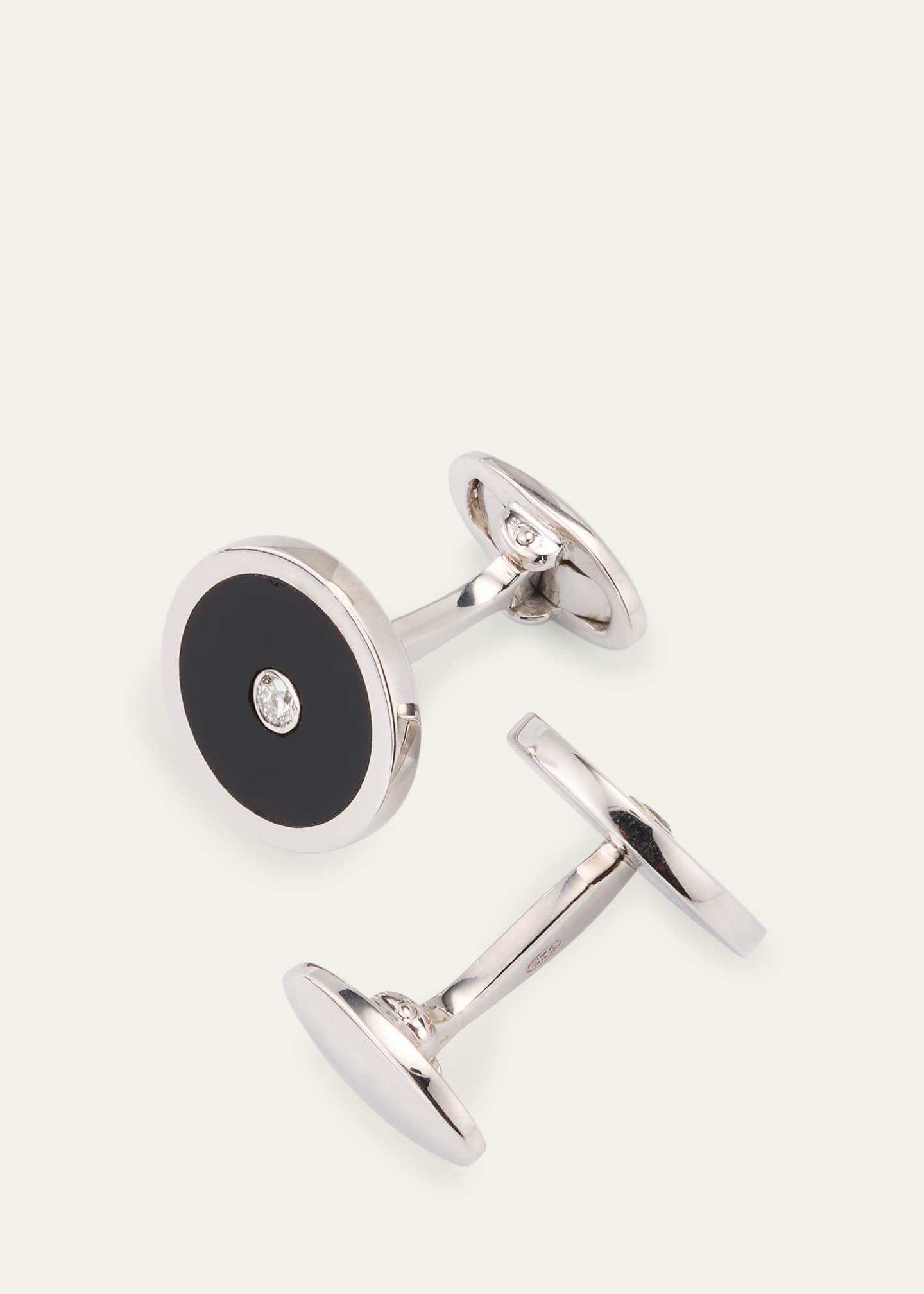 Jan Leslie Men's Black Onyx and Diamond Cufflinks Image 4 of 4