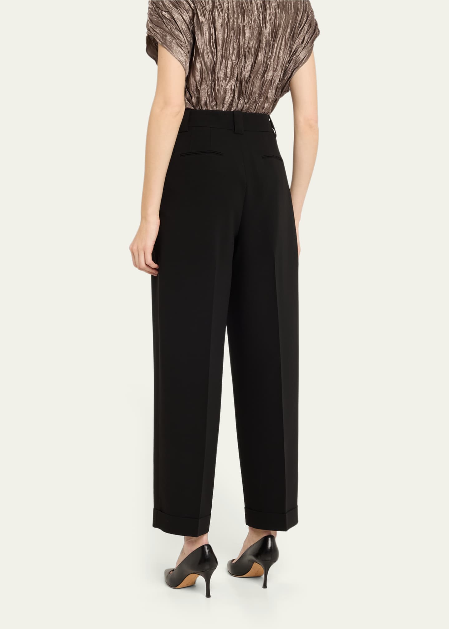 Lafayette 148 New York Wyatt High-Rise Pleated Cropped Pants Image 3 of 5