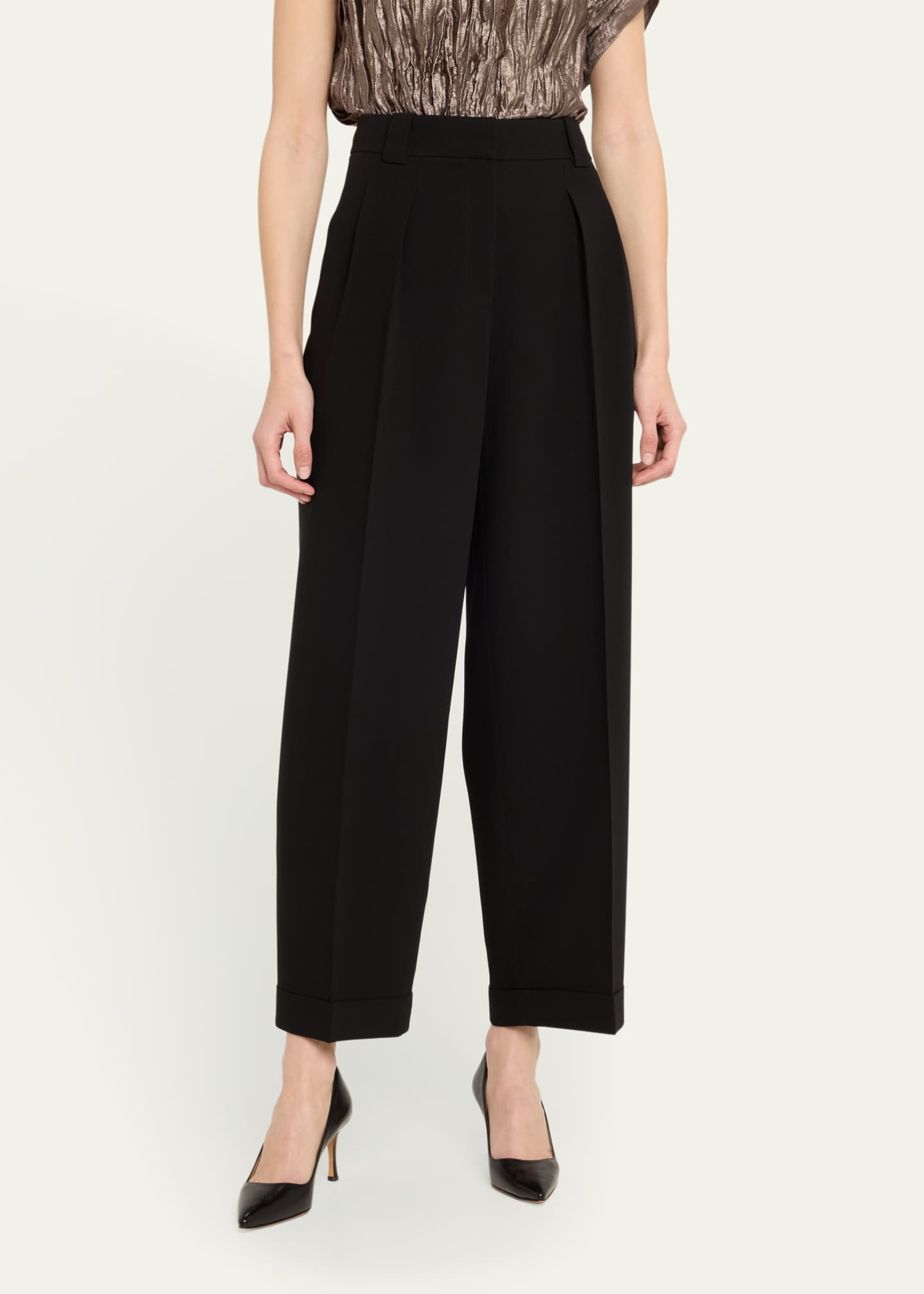 Lafayette 148 New York Wyatt High-Rise Pleated Cropped Pants Image 4 of 5