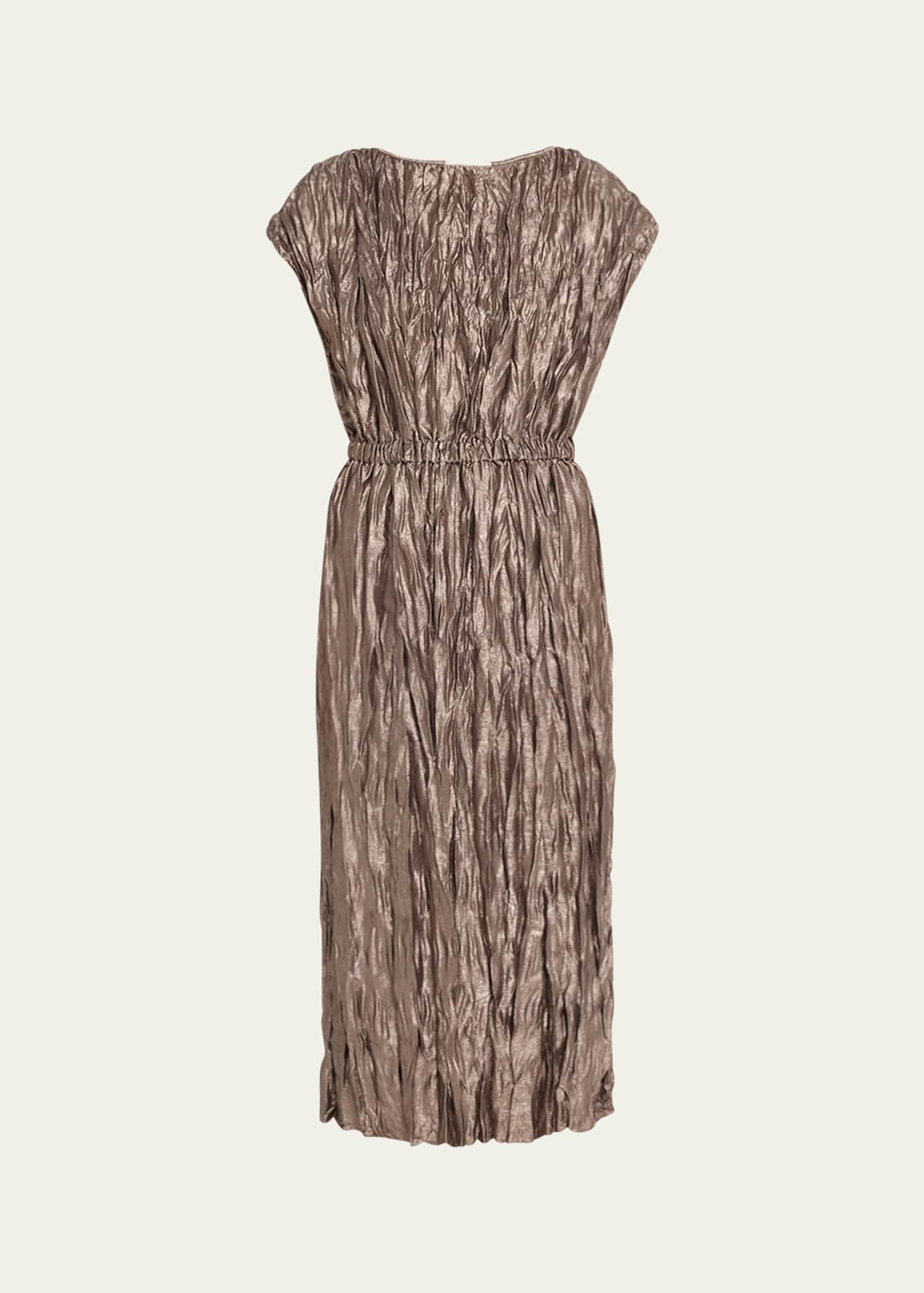 Lafayette 148 New York Crinkled Metallic Foil Midi Dress Bergdorf Goodman