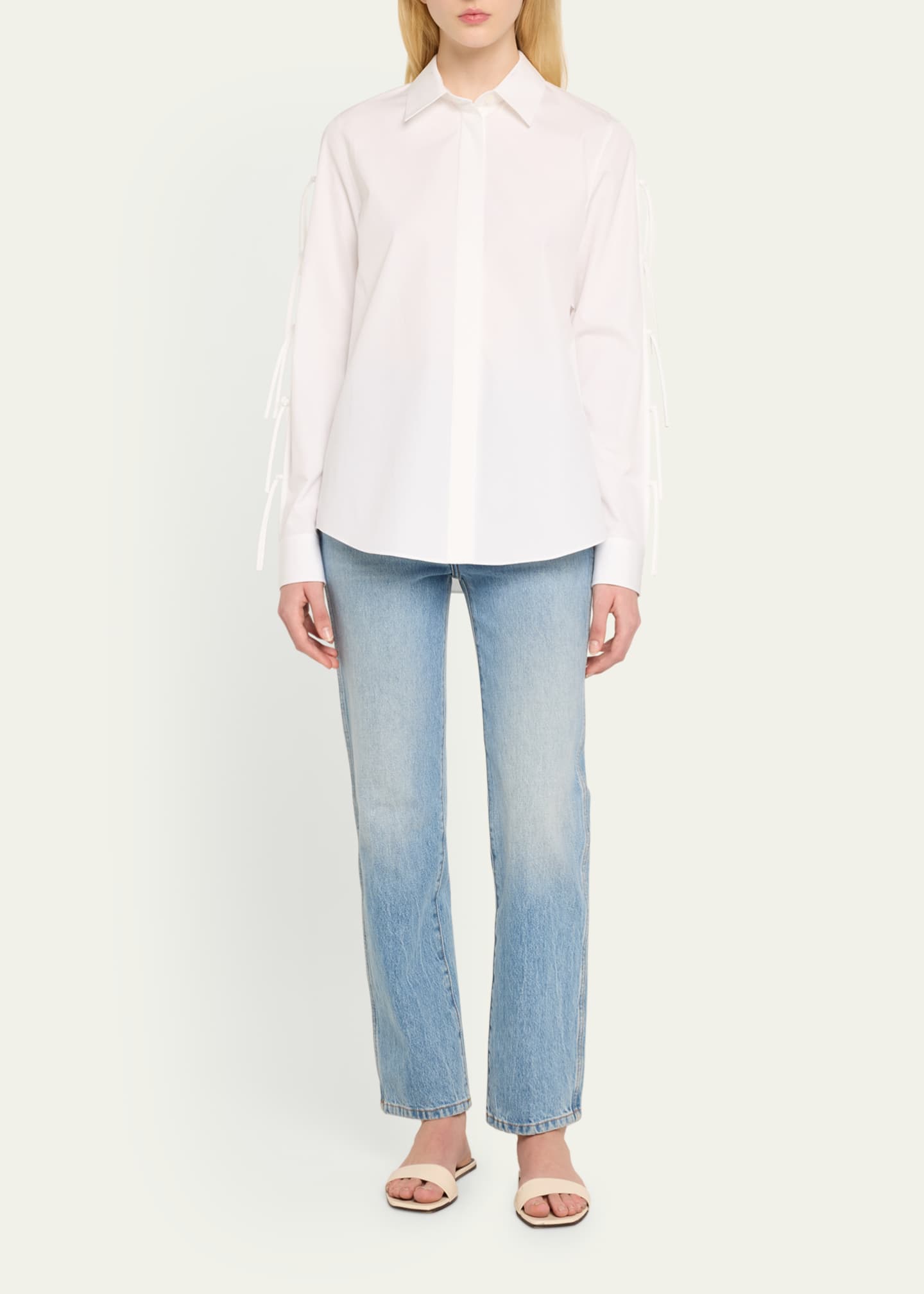 Lafayette 148 New York Split-Sleeve Button-Down Shirt Image 2 of 5