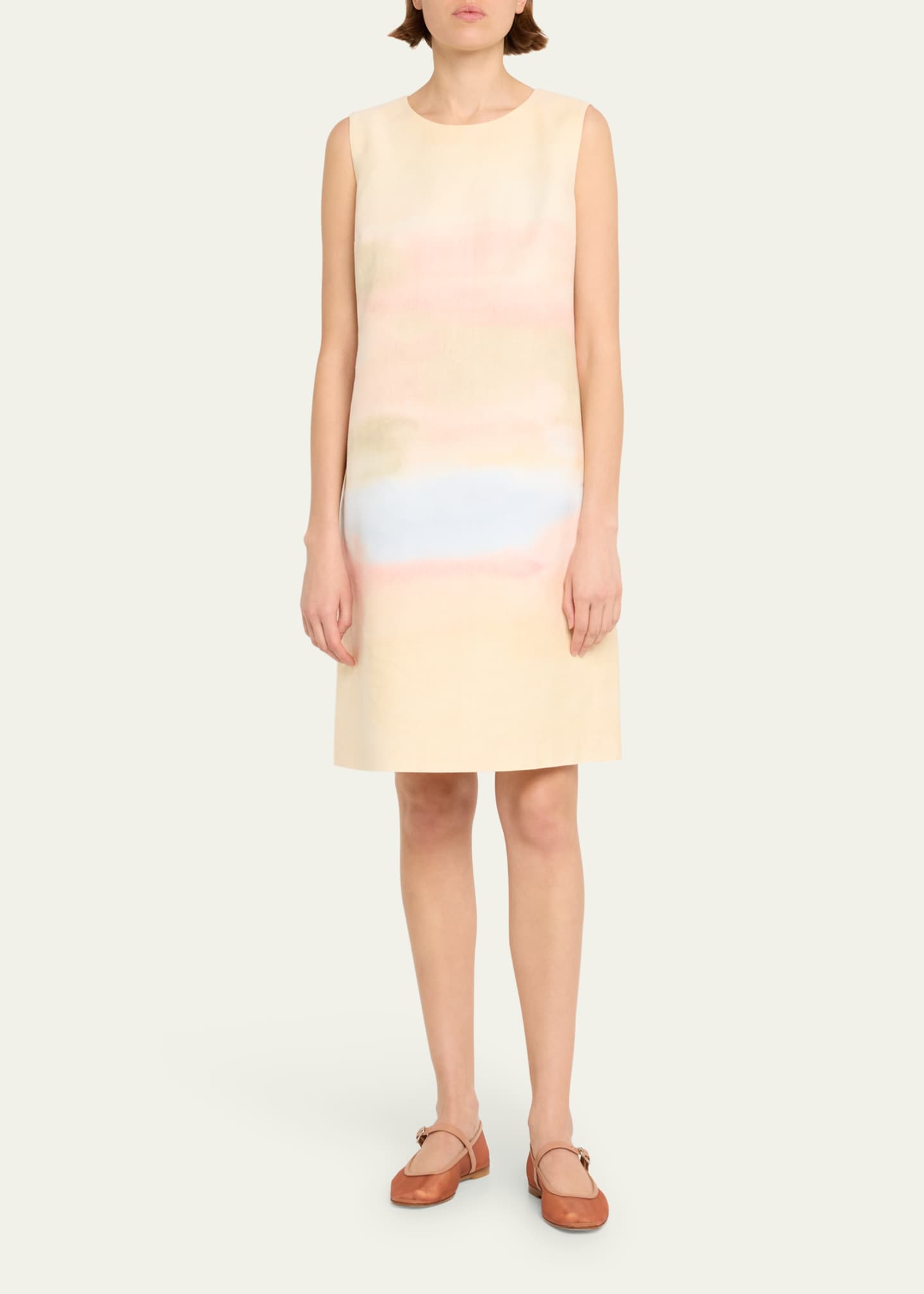 Lafayette 148 New York Horizon-Print Cotton Canvas Dress Image 2 of 5