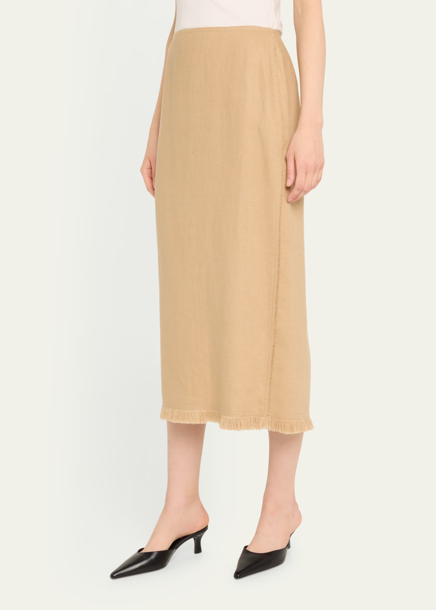Lafayette 148 New York Fringe-Trim Linen Pencil Skirt Image 4 of 5