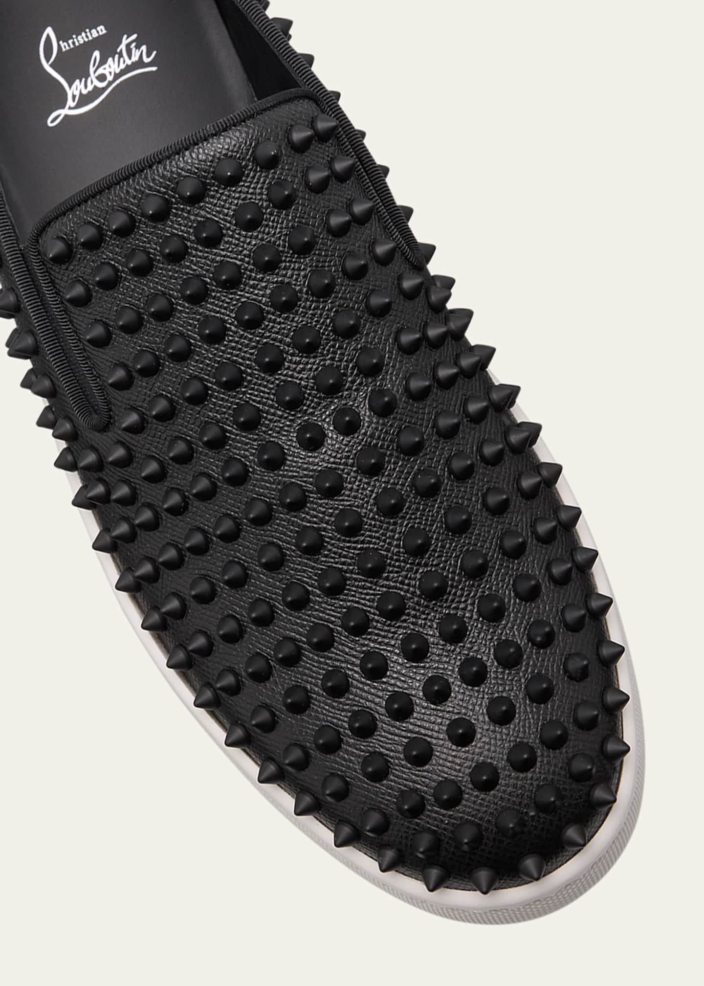 Christian Louboutin Men's Spikeboat Leather Slip-On Sneakers Image 5 of 6