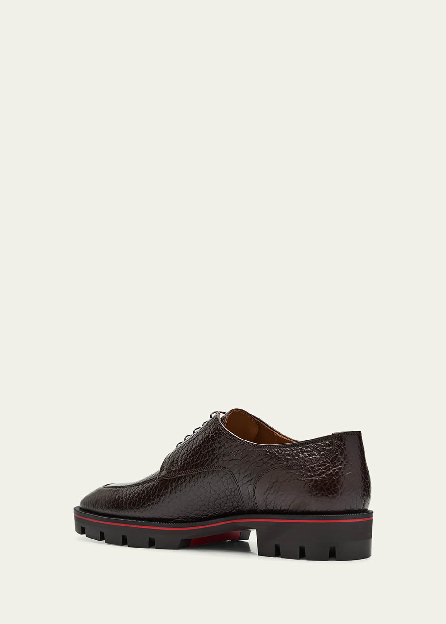 Christian Louboutin Men's Davisol Grained Leather Derby Shoes Image 4 of 7