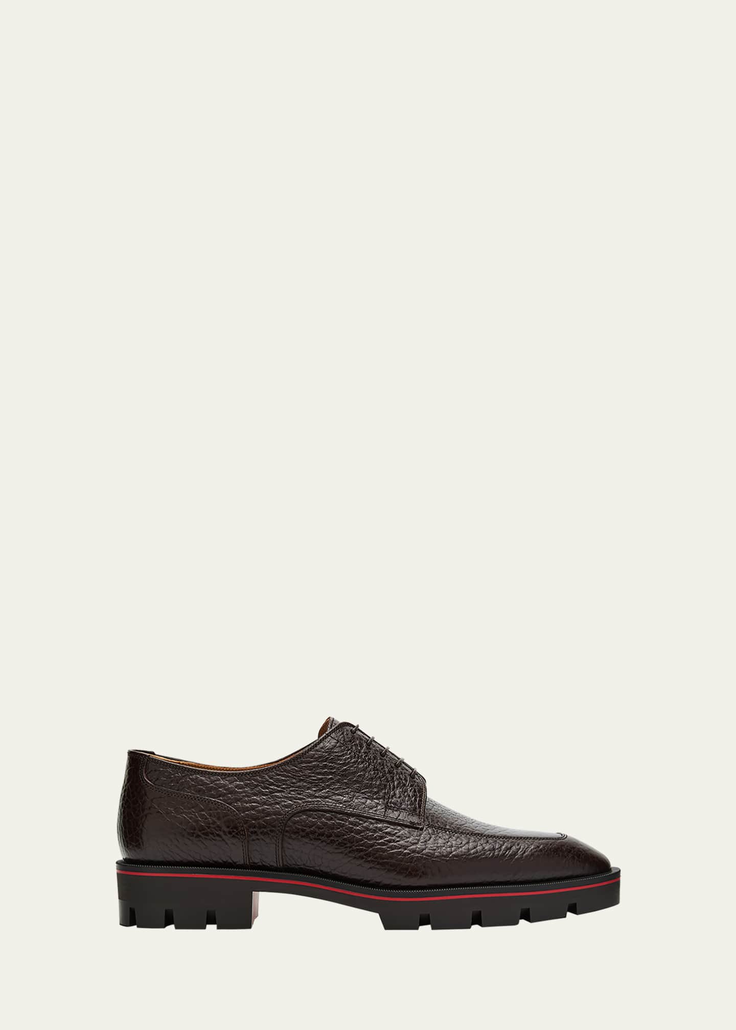 Christian Louboutin Men's Davisol Grained Leather Derby Shoes Image 1 of 7