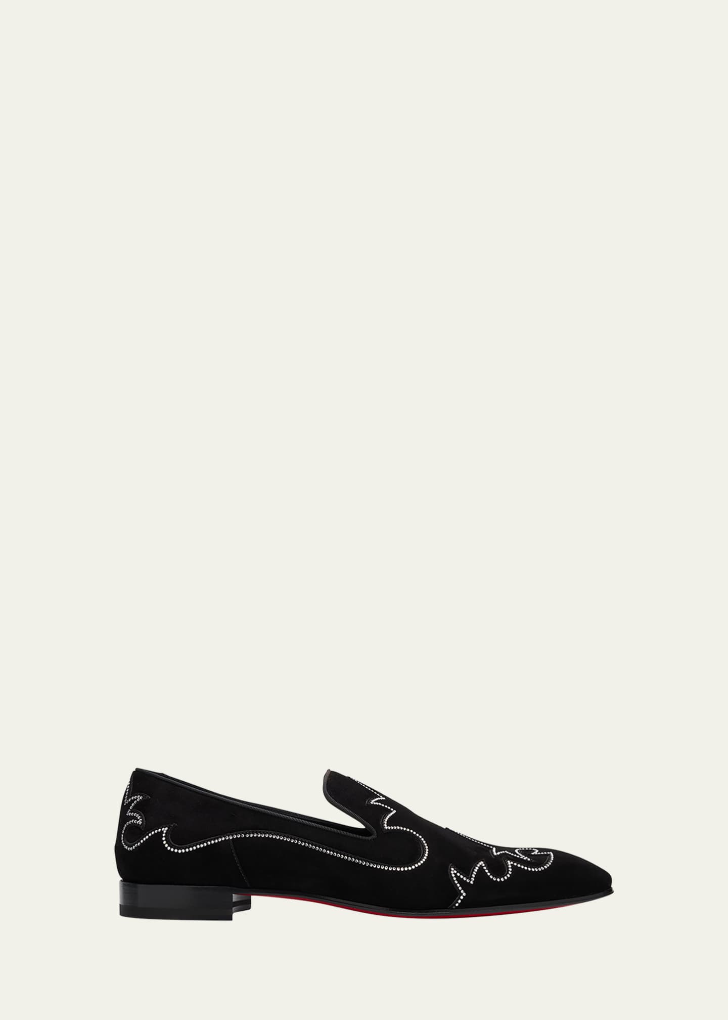 Christian Louboutin Men's Dandysiago Rhinestone and Leather Loafers