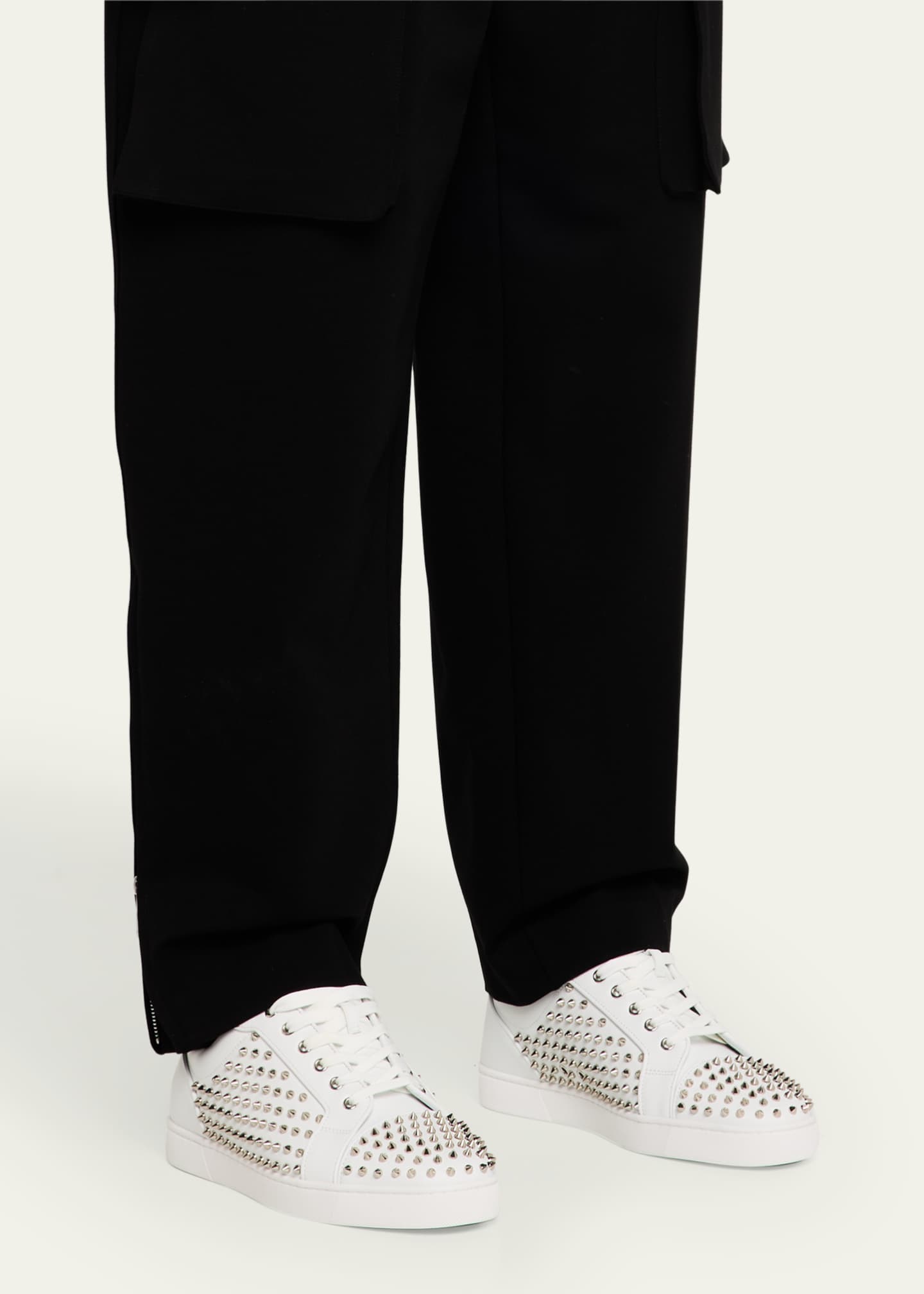 Christian Louboutin Men's Louis Spikes Junior Low-Top Sneakers Image 2 of 6