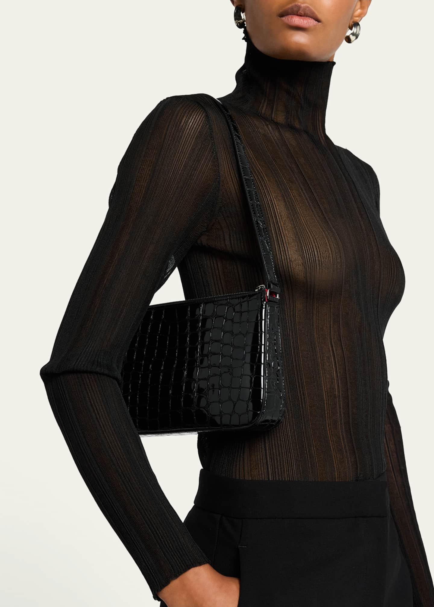 Christian Louboutin Loubila Alligator-Embossed Leather Shoulder Bag Image 6 of 6